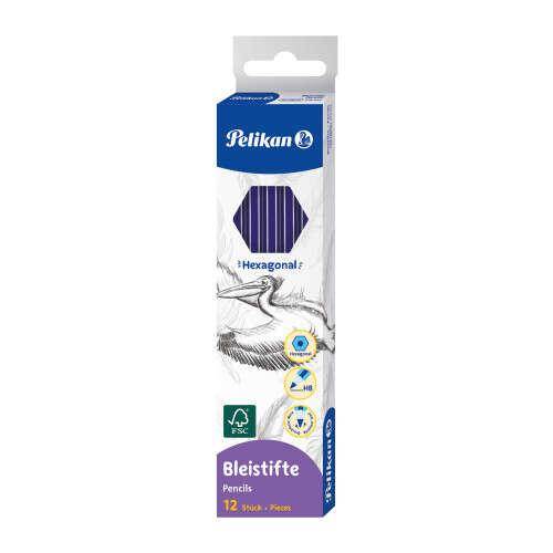 Pelikan esagonale HB in legno - punta di grafite - miniera resistente-0