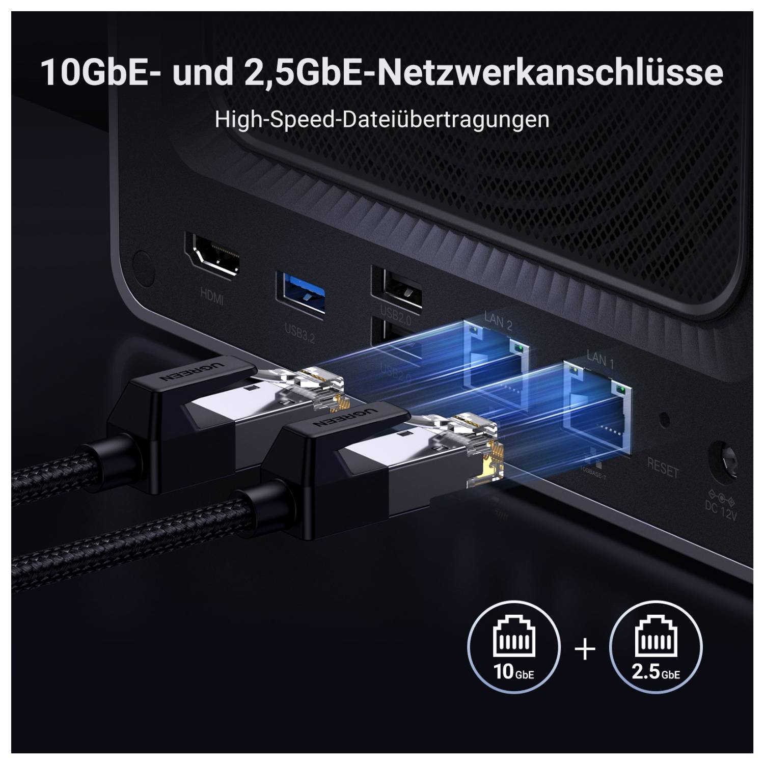 Ugreen NASync DXP4800 Plus, NAS, Desktop, Intel® Pentium® Gold, 8505, 8 GB, DDR5-1