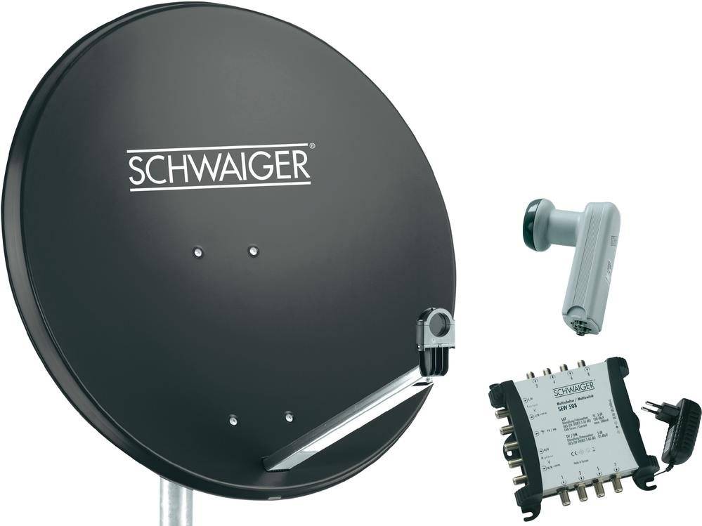 Schwaiger SAT-Anlage ohne Receiver Anthrazit Teilnehmer-Anzahl: 8 (SPI9961SET6)-0