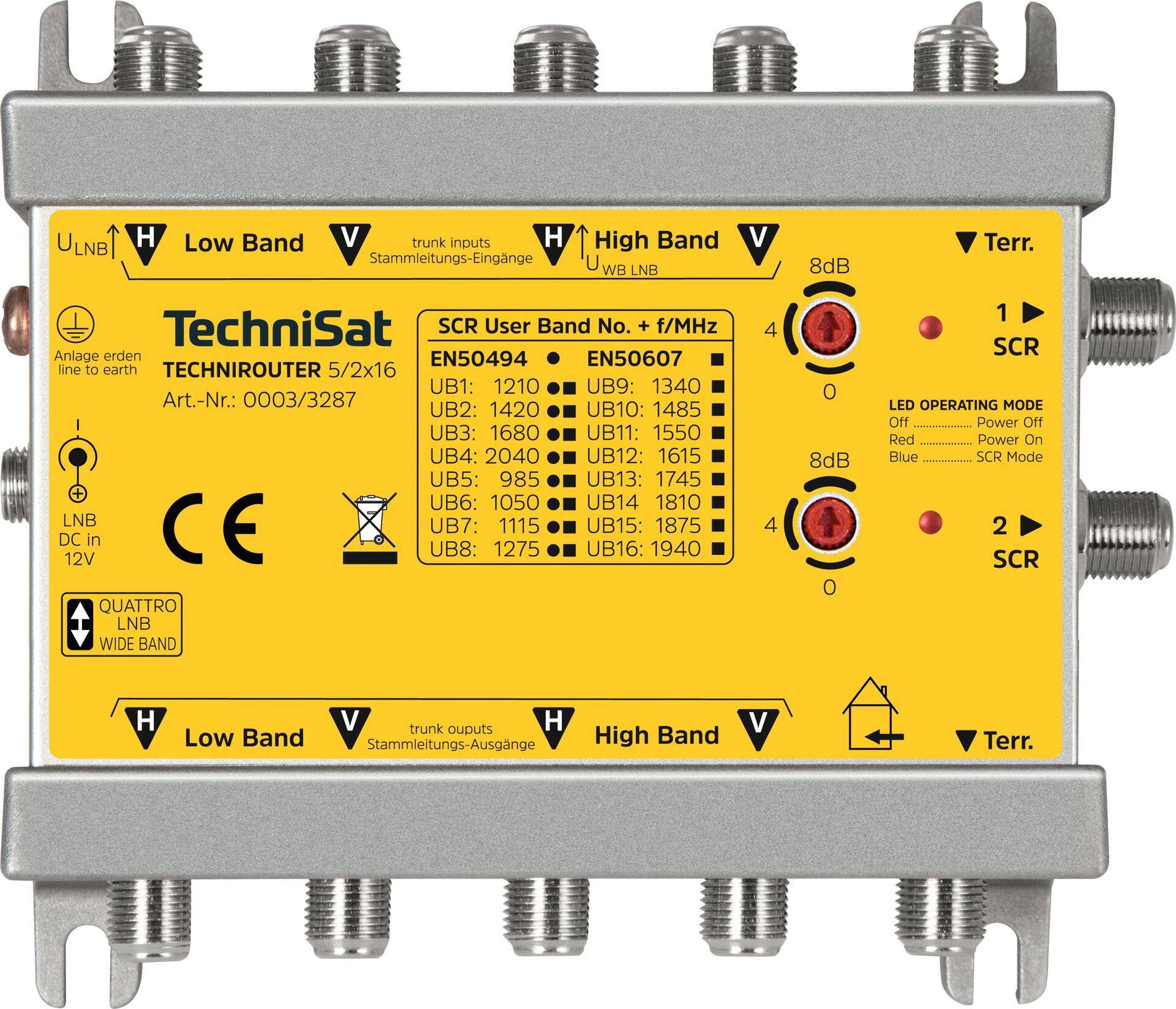 TechniSat TechniRouter 5/2x16 - Multischalter für Satellitensignal - Silber, Gelb-0