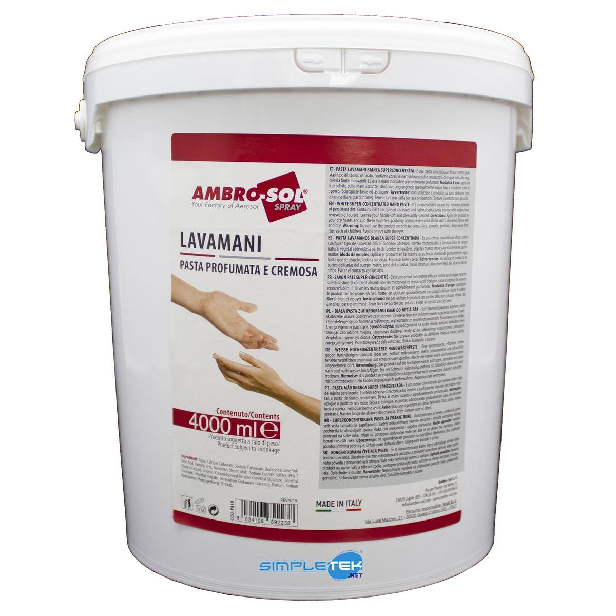 Pasta Lavamani Cremosa Sapone Disinfettante 4lt 4 Litri Detergente Profumata-0