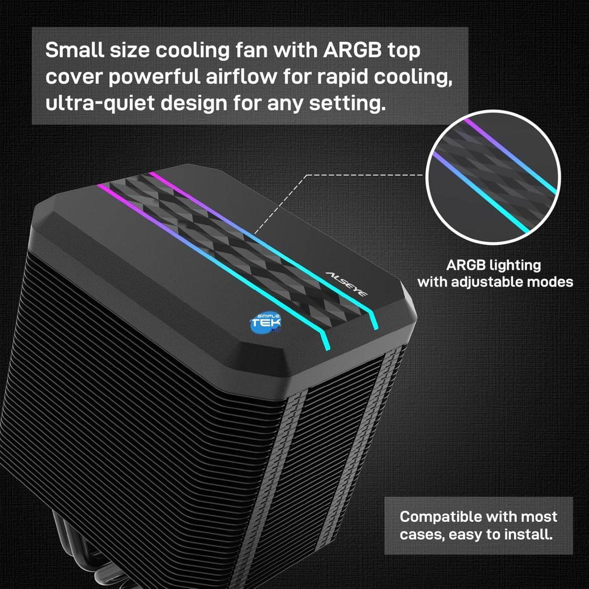Dissipatore Processore Cpu Gaming Cooler Rgb 9cm 180w Tdp 1851 1700 1200 115x-1