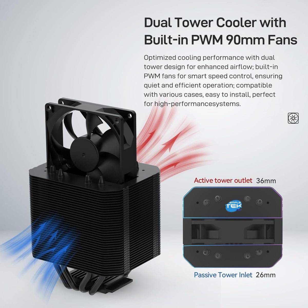 Dissipatore Processore Cpu Gaming Cooler Rgb 9cm 180w Tdp 1851 1700 1200 115x-2
