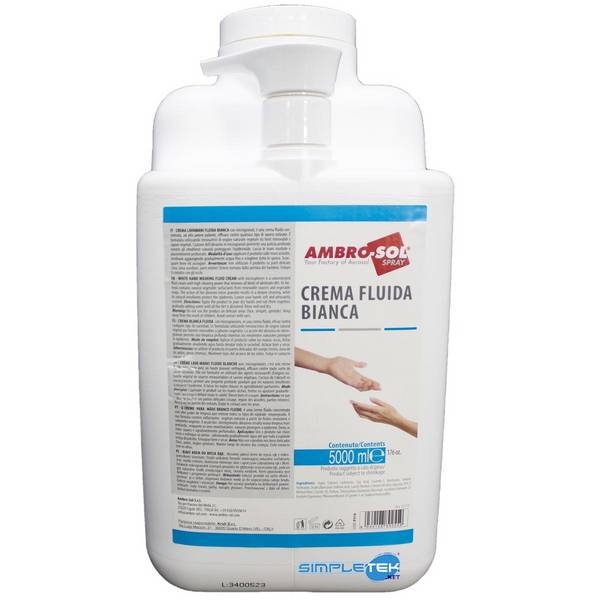 Crema Lavamani Bianca Fluida Con Tappo Dosatore 5lt 5 Litri Detergente Mani