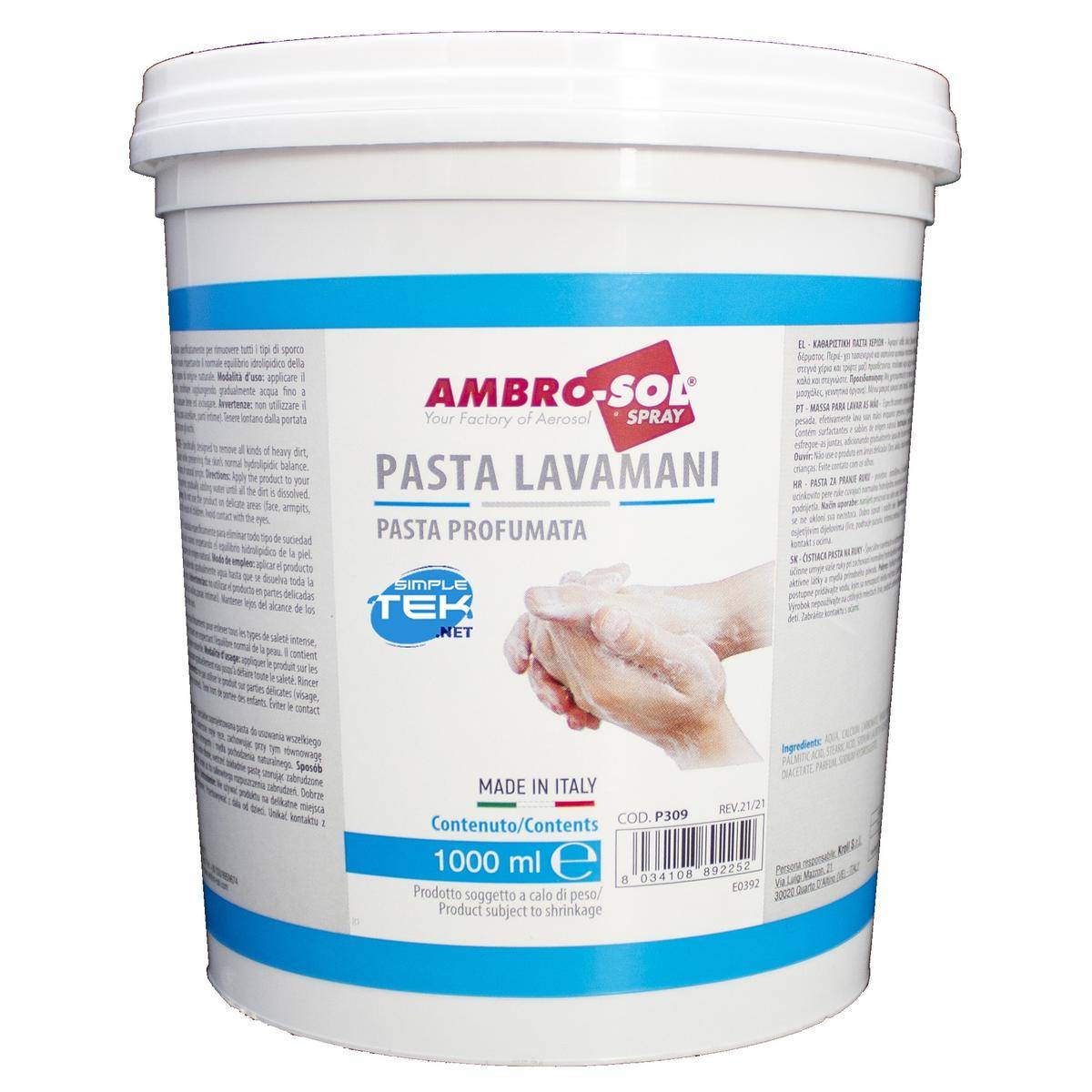 Pasta Lavamani Sapone Disinfettante 1lt 1 Litri Detergente Profumata Officina-0