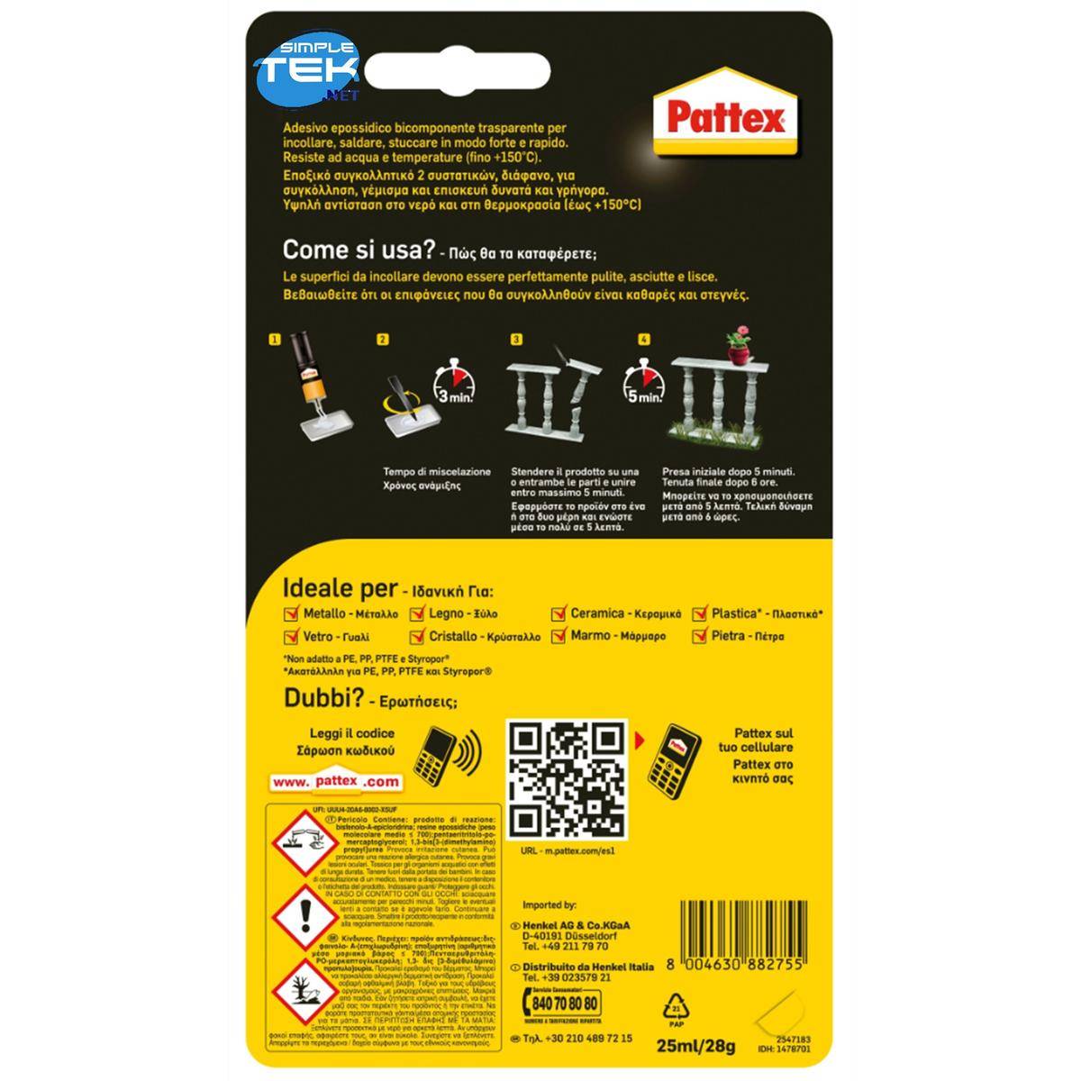Pattex Power Epoxy Saldatutto Mix 5 Minuti Colla Resina Epossidica Bicomponente-1