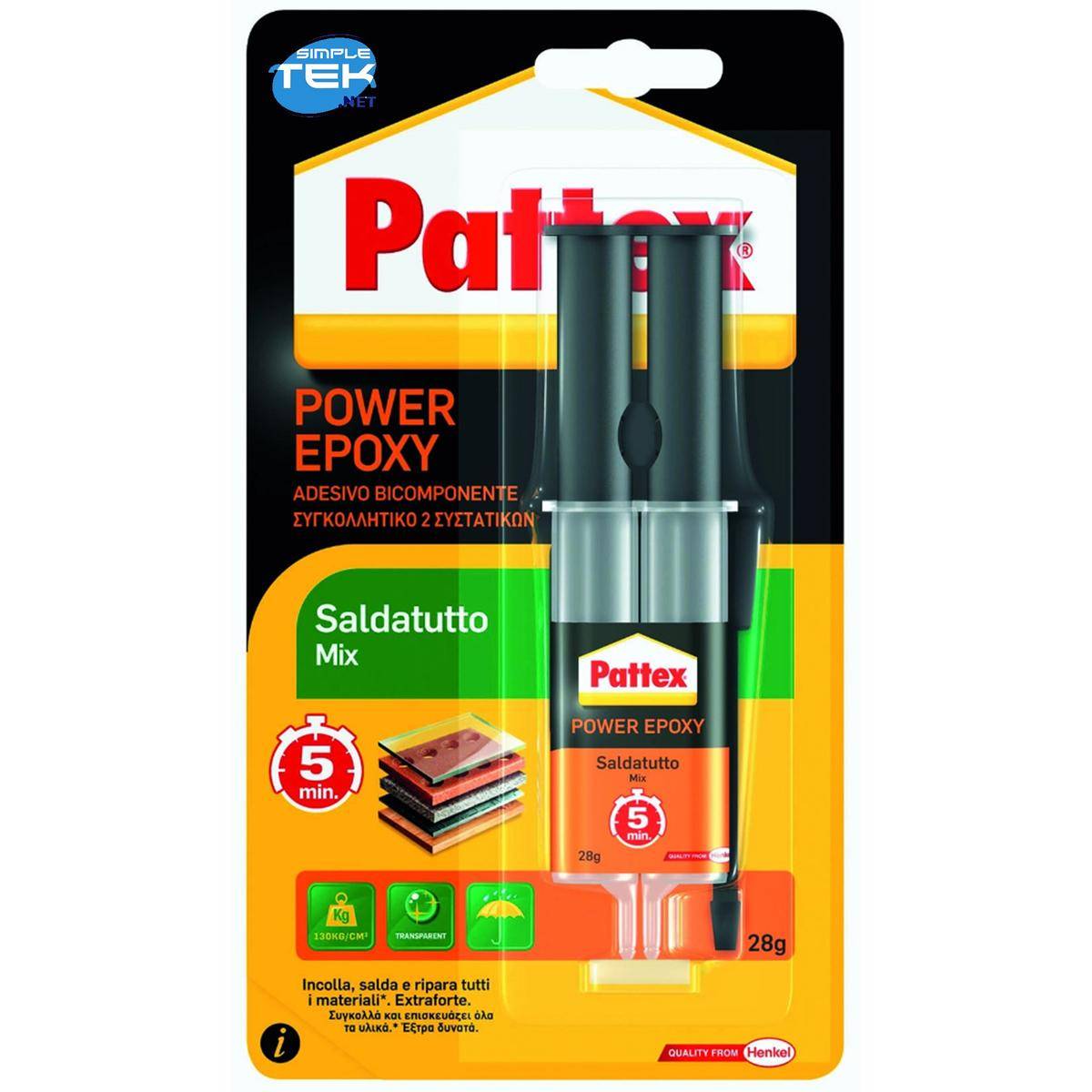 Pattex Power Epoxy Saldatutto Mix 5 Minuti Colla Resina Epossidica Bicomponente-0