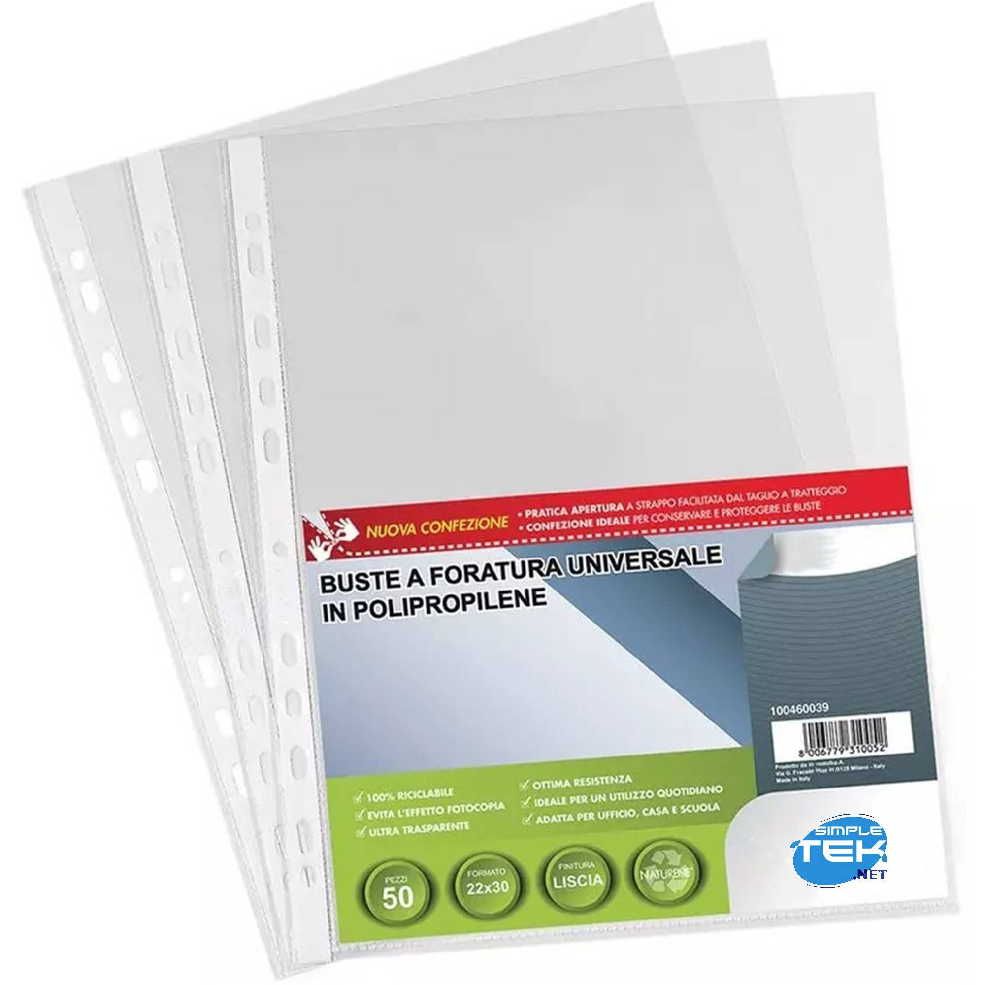 50 X Buste Forate Alto Spessore 22x30 Per Raccoglitori Ad Anelli Documenti-0