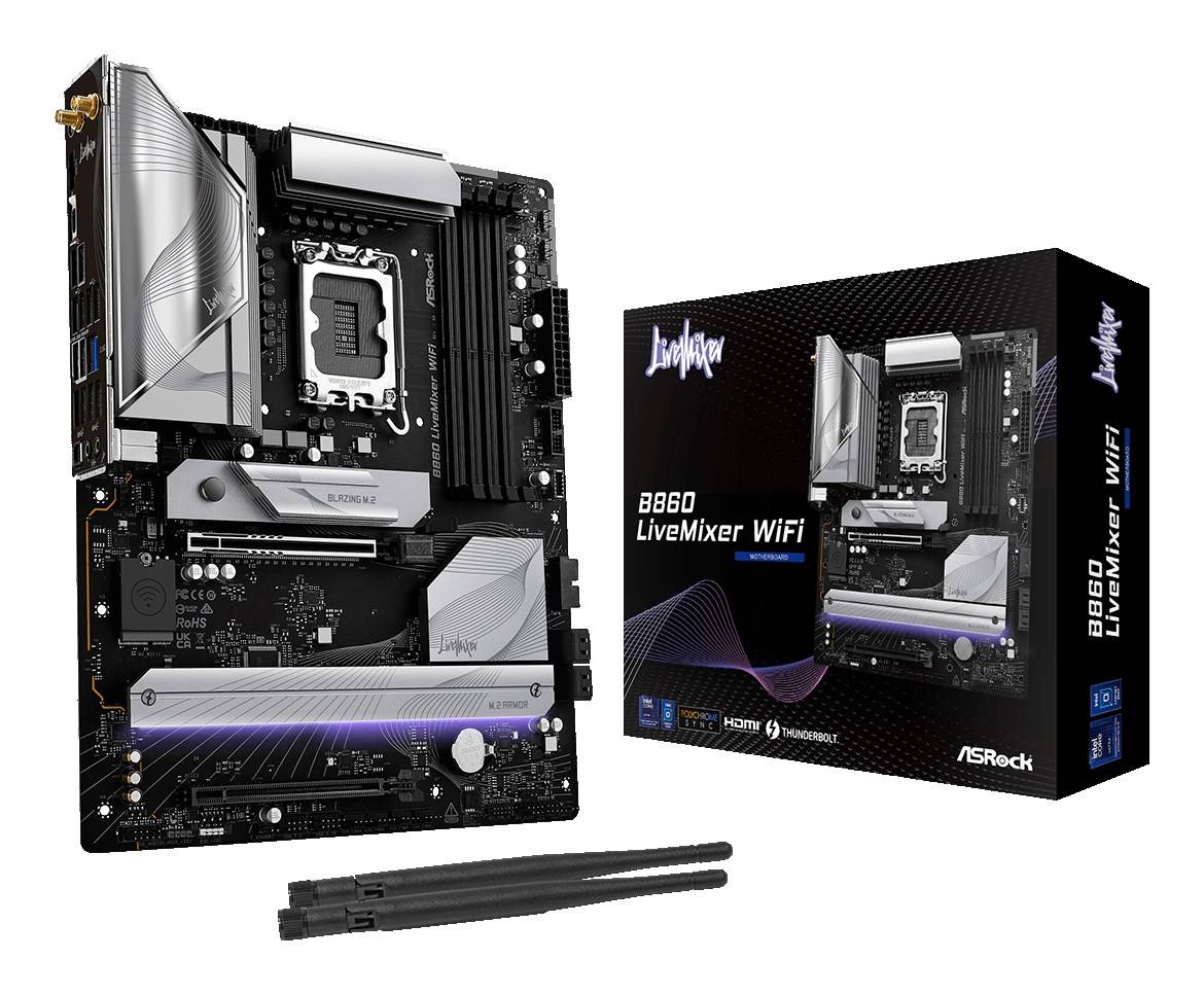 Asrock B860 LiveMixer WiFi Intel B860 LGA 1851 [Socket V1] ATX (Asrock B860 LIVEMIXER WIFI, Intel B860, 1851, ATX, 4 DDR-5