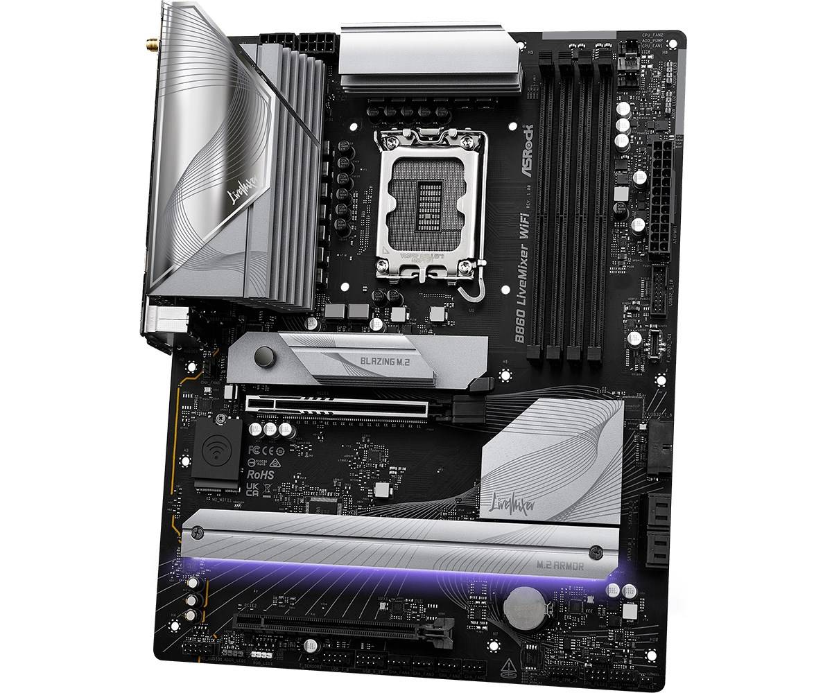 Asrock B860 LiveMixer WiFi Intel B860 LGA 1851 [Socket V1] ATX (Asrock B860 LIVEMIXER WIFI, Intel B860, 1851, ATX, 4 DDR-3