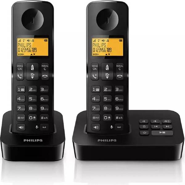 Philips D2652B/01 Telefono fisso dual con segreteria e display da 1,6 pollici Nero