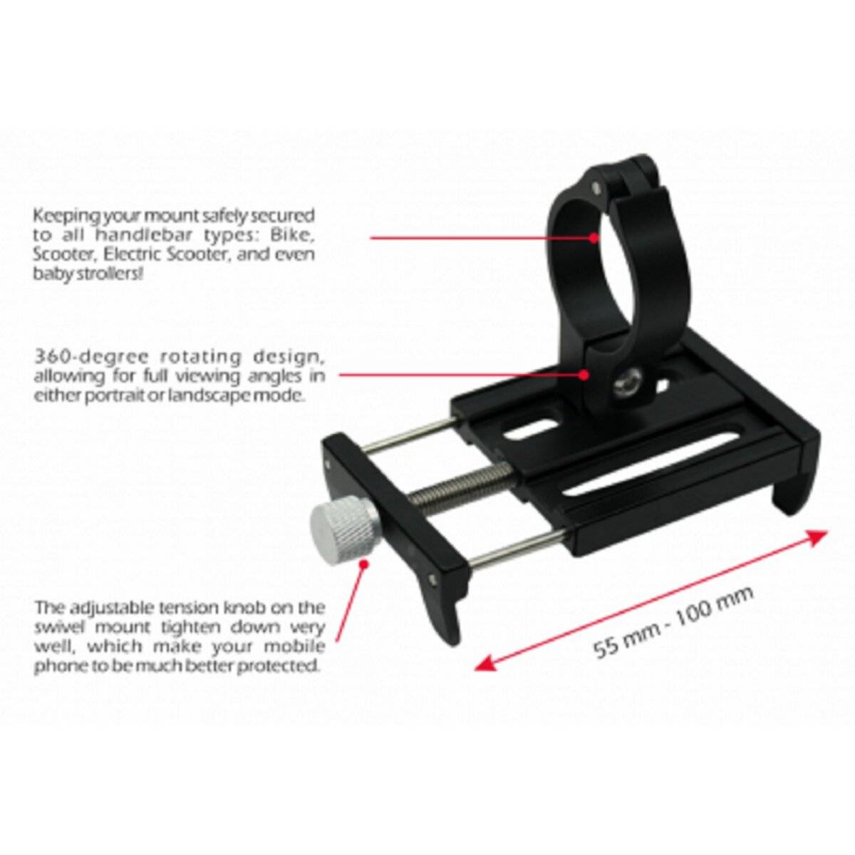 Portabici smartphone 4-7" per e-bike, biciclette e monopattini-3