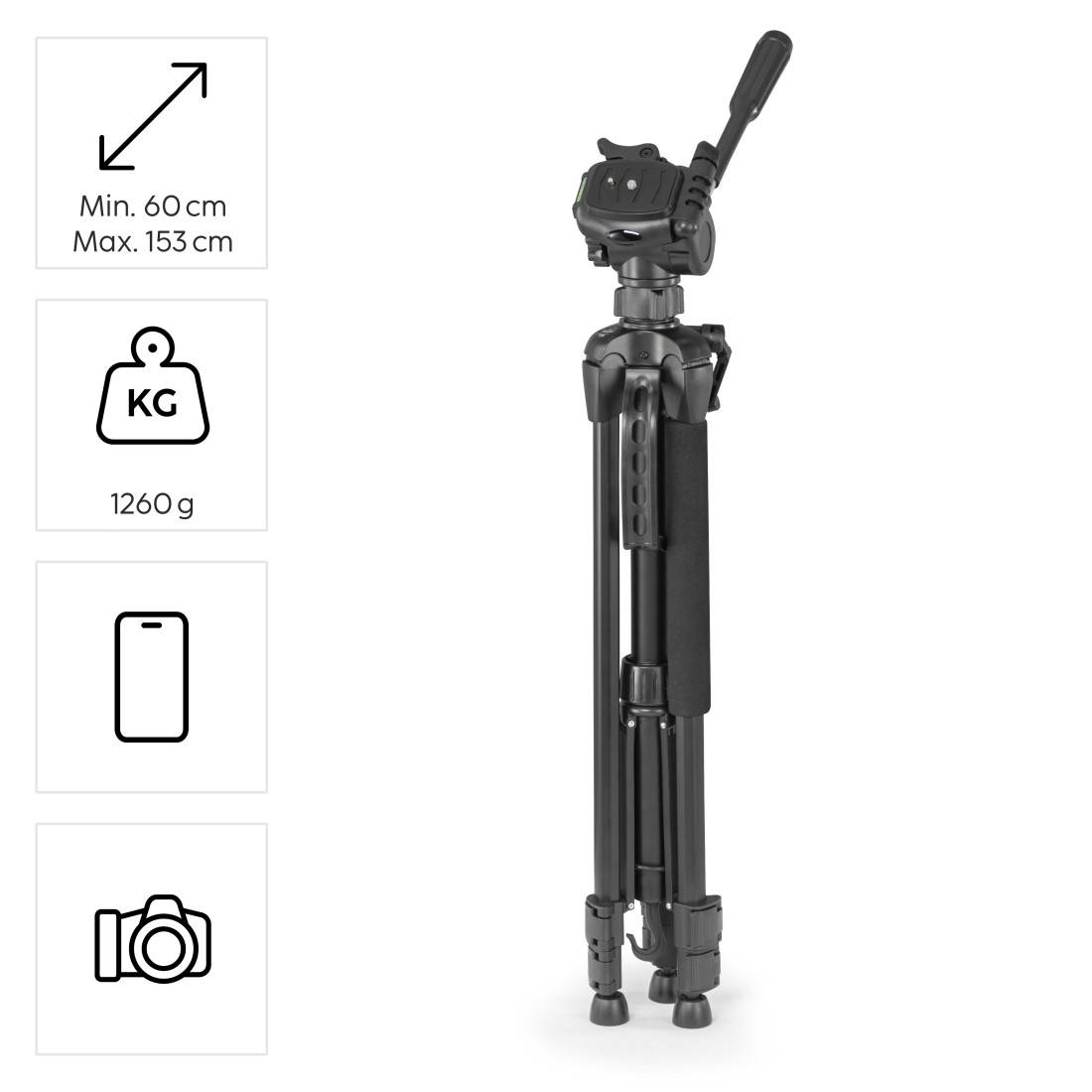 Hama Action Smart 153 3D treppiede Smartphone/macchina fotografica digitale 3 gamba/gambe Nero-1