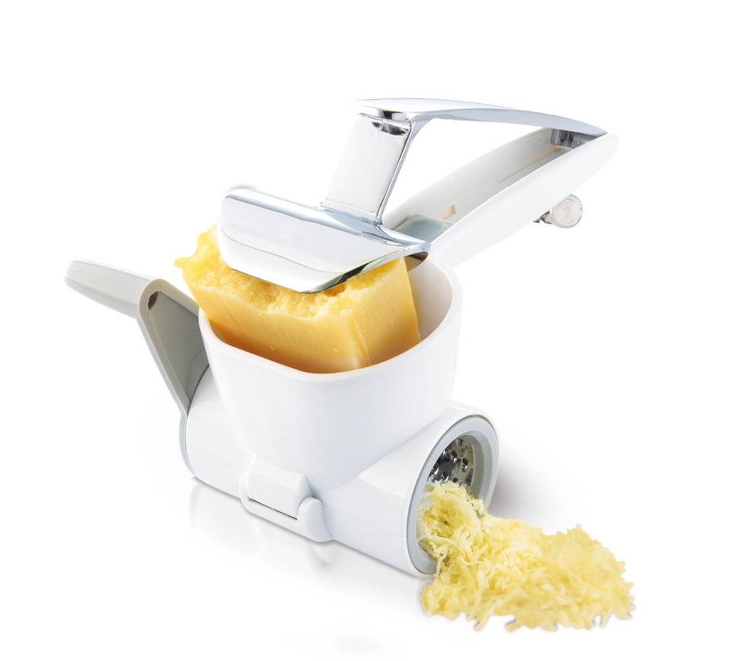 Grattugia Leifheit ComfortLine LFH3148 a Manovella per Formaggio Adatto a Destrimani e Mancini Bianco-1