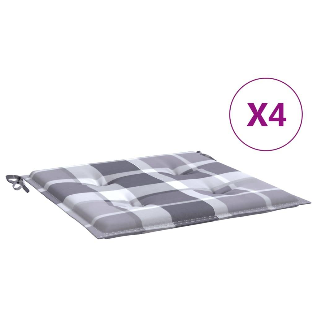 Cuscini per Sedia 4 pz a Quadri Grigi 50x50x3 cm Tessuto Oxford-2
