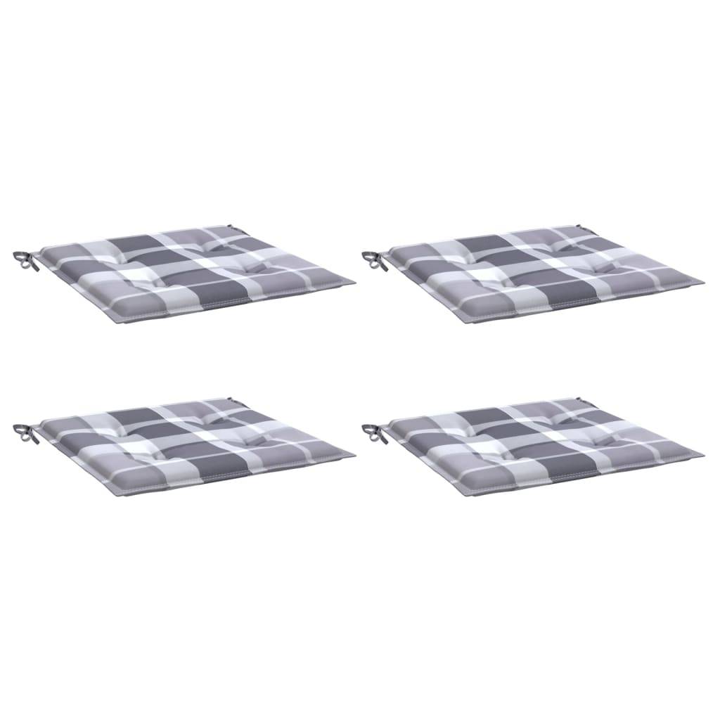 Cuscini per Sedia 4 pz a Quadri Grigi 50x50x3 cm Tessuto Oxford-3