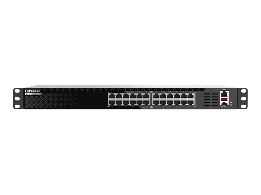 QNAP QSW-M3224-24T - Switch - L3 Lite - managed - 24 x 100/1000/2.5G/5G/10GBase-T - an Rack montierbar (QSW-M3224-24T)-0