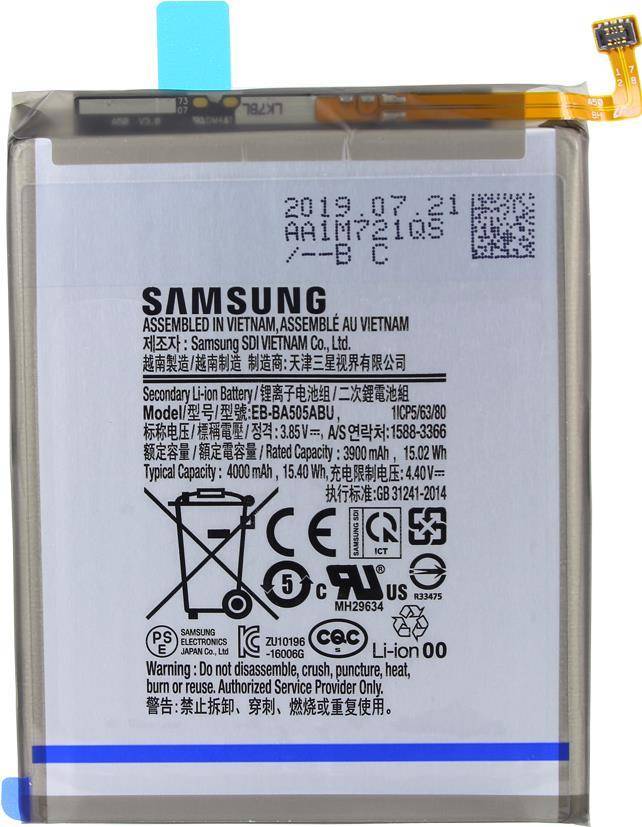 Samsung - EB-BA505ABE Akku - Samsung A505F Galaxy A50 (2019) - 3900mAh - Li-ion Akku - Battery (GH82-19269A)-0