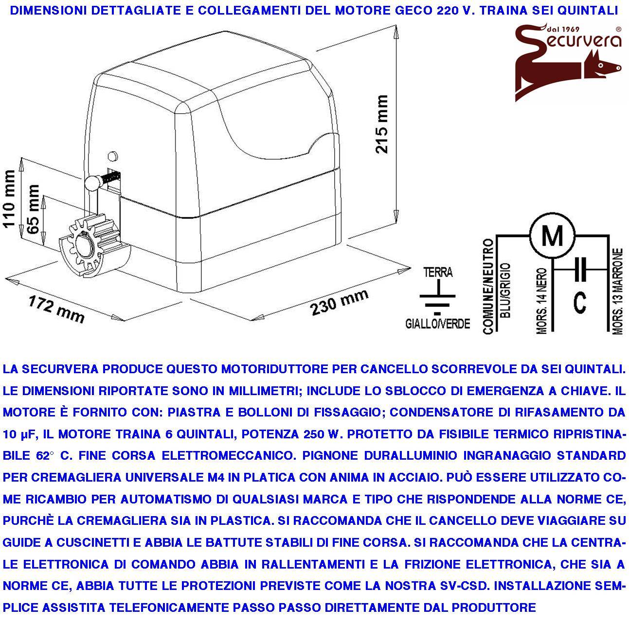 Coperchio in ABS Protezione del Motore Elettrico Geko Montato Sul Cancello Scorrevole Il Carter Di Ricambio Protegge L-1