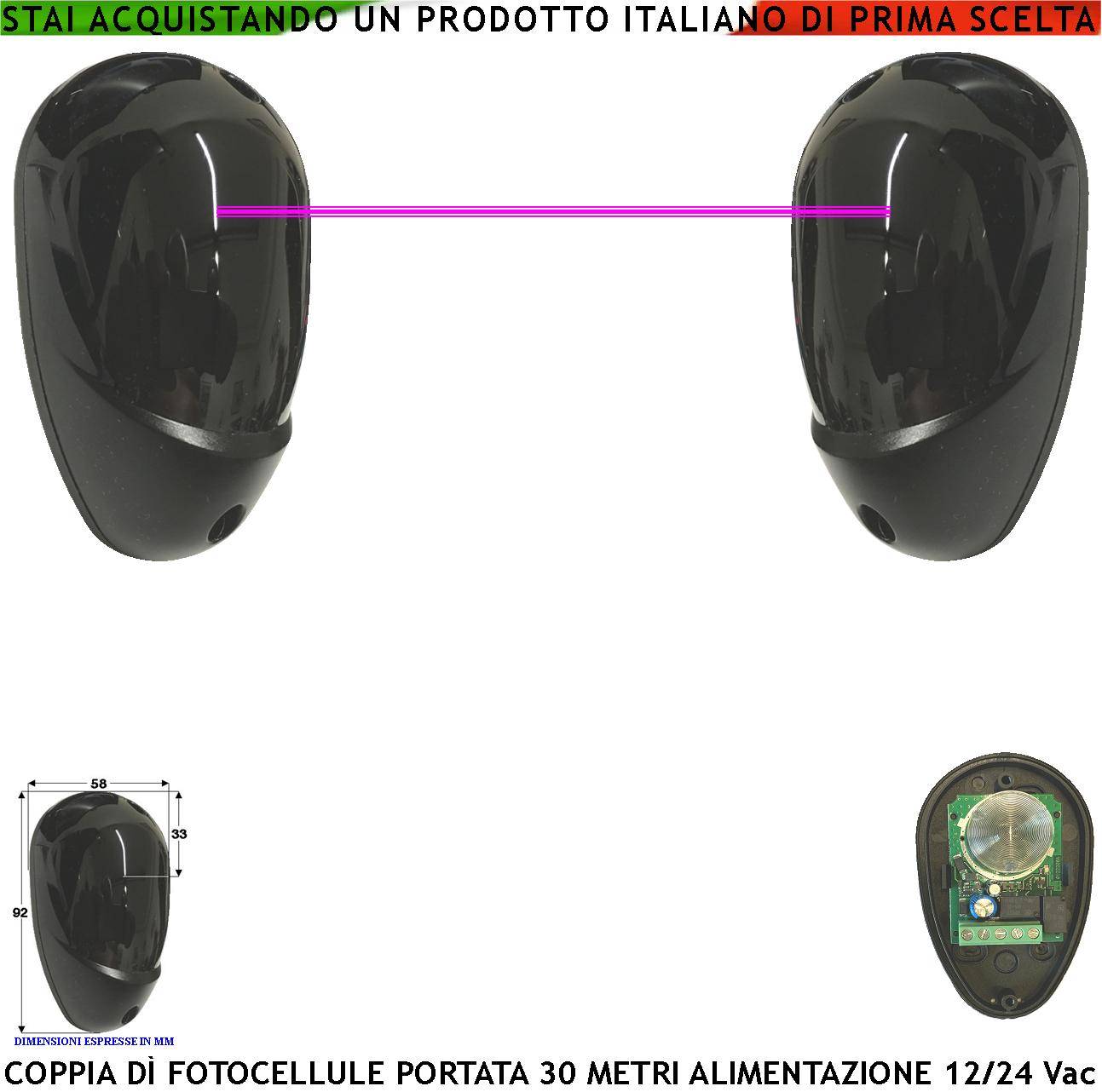 Fotocellula Una Coppia Portata 30 Metri Lineari Antischiacciamento per Cancello Elettrico Automatico Allmatic Montaggi-0
