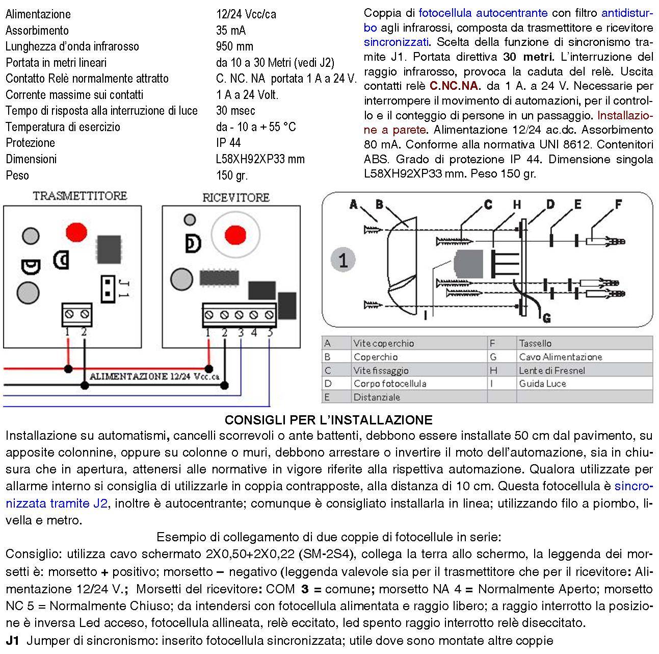 Fotocellula Una Coppia Portata 30 Metri Lineari Antischiacciamento per Cancello Elettrico Automatico Allmatic Montaggi-1
