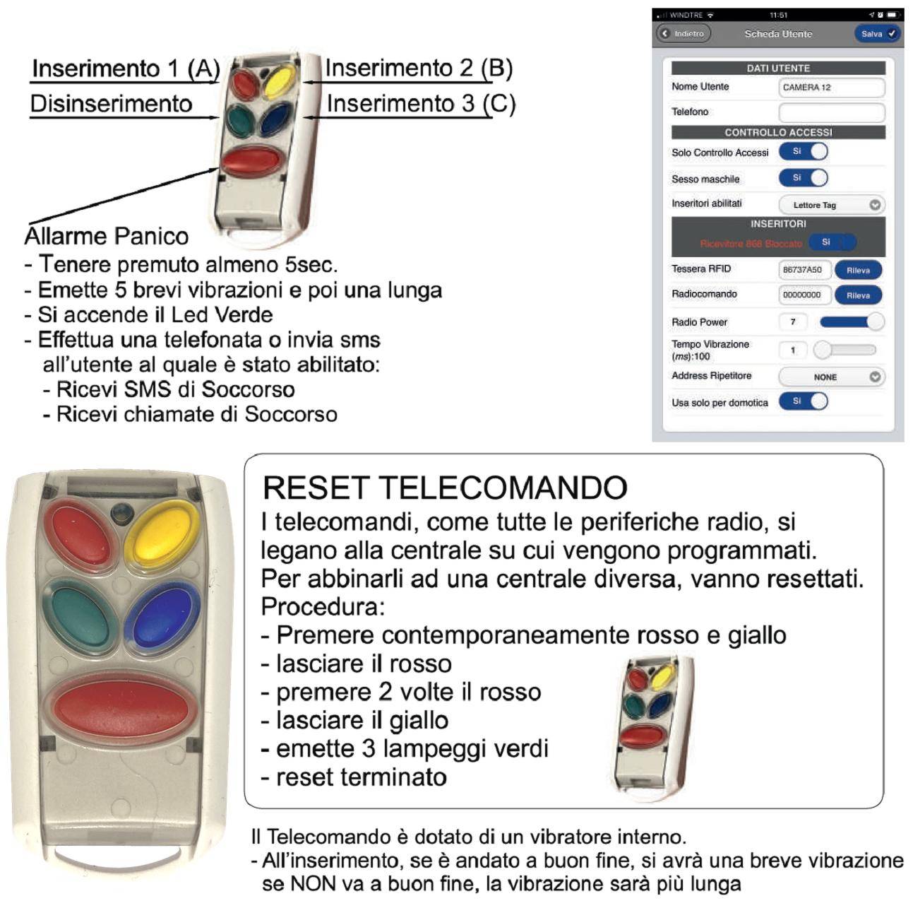 Radiocomandi 5 Canali Bidirezionali Frequenza 868 MHz 2 Pezzi Comanda la Centrale Unisat2 Attiva Disattiva Totale o Pa-1