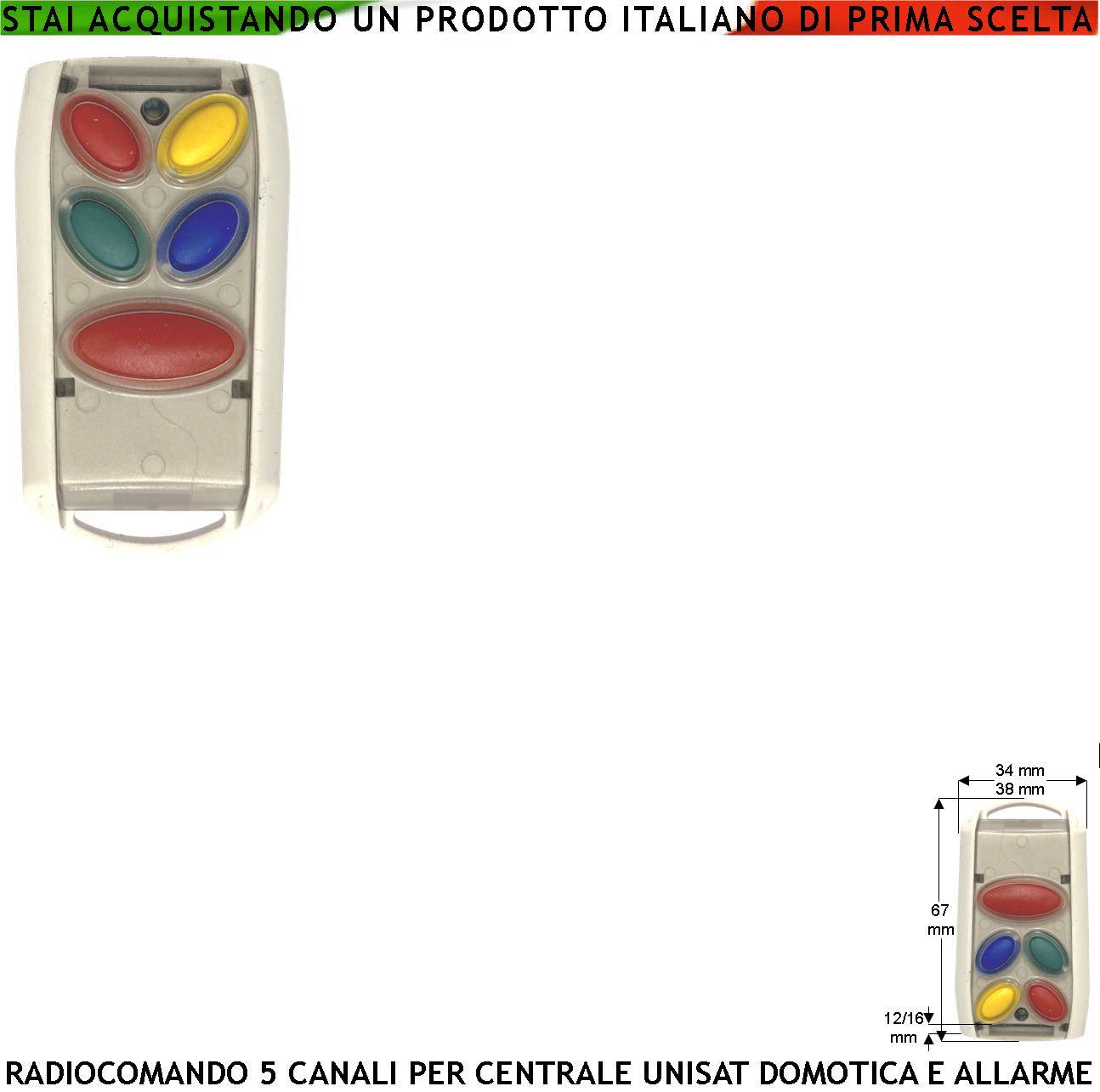 Radiocomando 5 Canali Bidirezionale Frequenza 868 MHz Gestione Semplice della Centrale Unisat2 Attivazione Disattivazi-0