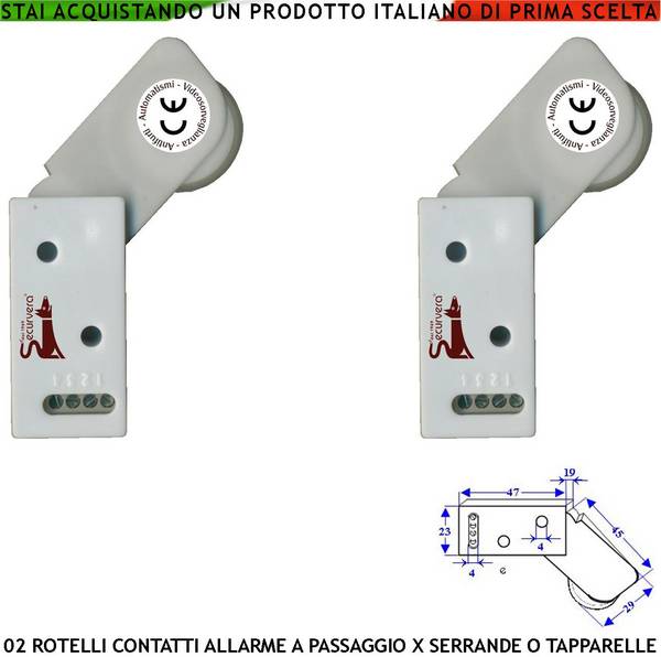 Sensore Antifurto Tapparella 2 Rotello Protegge la Serranda dal Sollevamento la Rotella Antiusura Spinta da Molla con