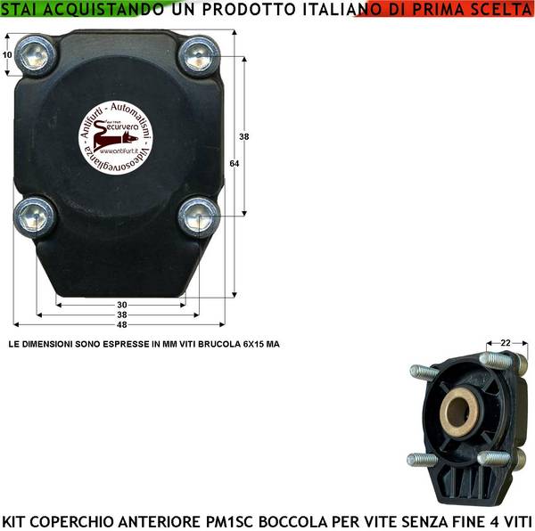 Coperchio Anteriore Boccola in Metallo Antifrizione 4 Viti Brugola 6X15 MA Ricambio Motori Elettrici per Cancello Auto