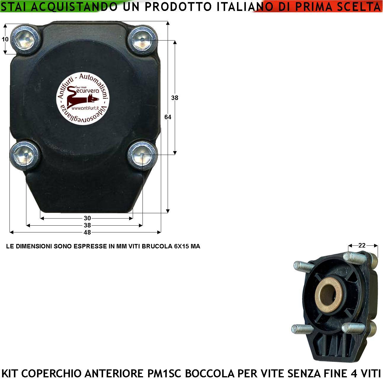 Coperchio Anteriore Boccola in Metallo Antifrizione 4 Viti Brugola 6X15 MA Ricambio Motori Elettrici per Cancello Auto-0
