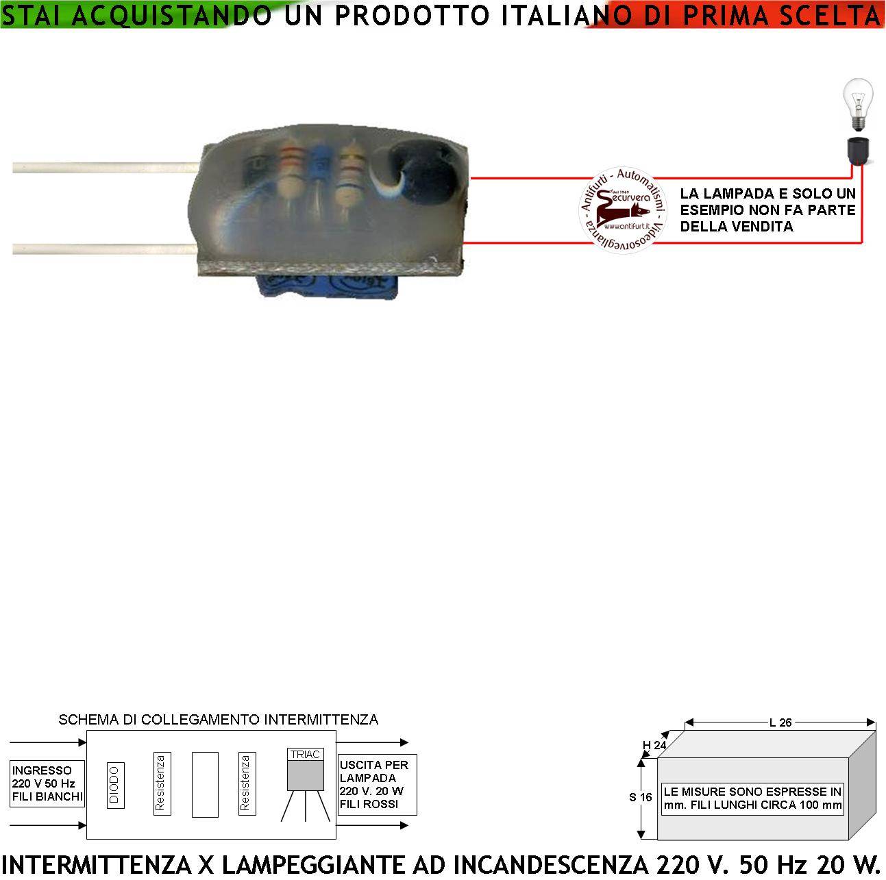 Lampeggiatore 220 V 20 W Rotto Intermittenza Ricambio Universale 50 Hz 70 Cicli o Lampeggi al Minuto per Faro Lampeggi-0