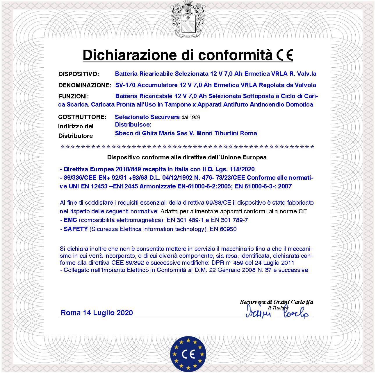Batteria Ricaricabile 12 V 7,0 Ah Pb Ermetica VRLA Regolata da Valvola Collegamento Tramite 2 Faston 5 mm Polarizzati-1