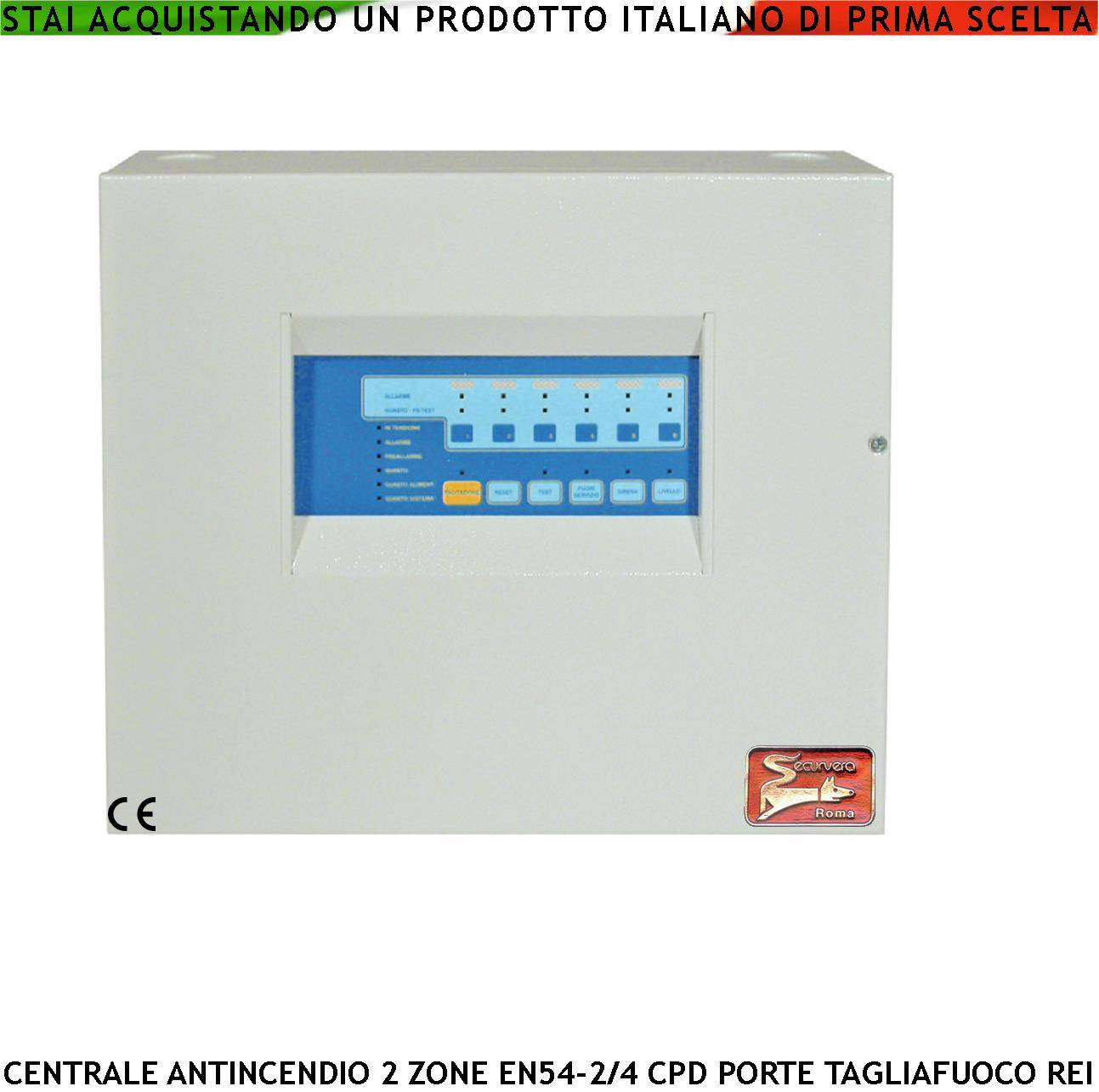CENTRALE ANTINCENDIO 2 ZONE GESTISCE 65 SENSORI COMANDA ELETTROMAGNETI PER PORTE R.E.I ALLARME TELEFONICO SIRENE SPEGN-0