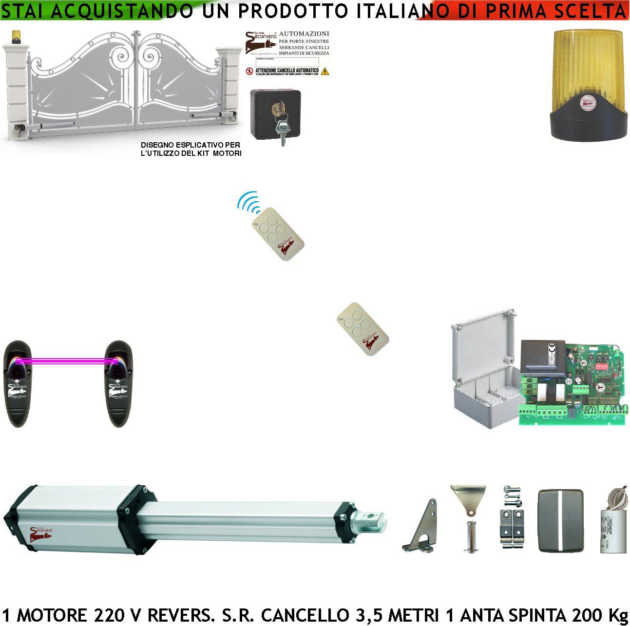 Automatismo per Cancello da 3,5 Metri Kit Base Ricambio Motore Elettromeccanico 230 V Stelo Retrattile Reversibile Cor-0