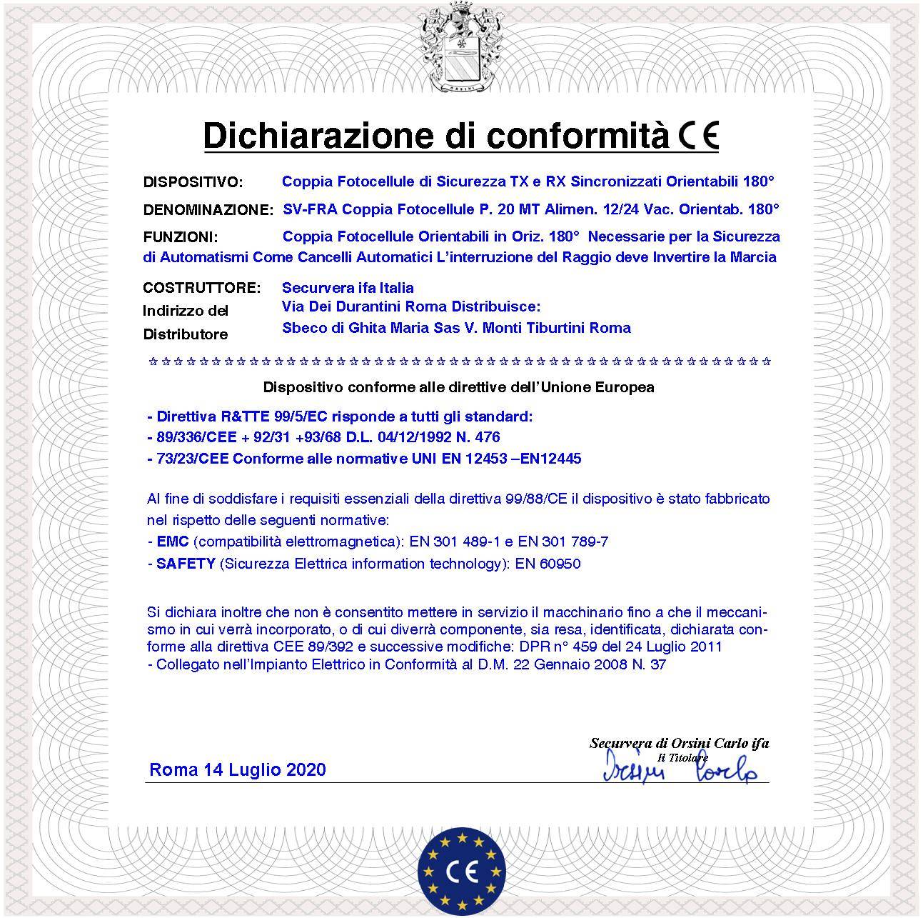 Coppia Fotocellule Ruotabili 180° Orizzontale Portata 20 Metri Lineari Controllo e Sicurezza Automatismo Cancello Mont-2