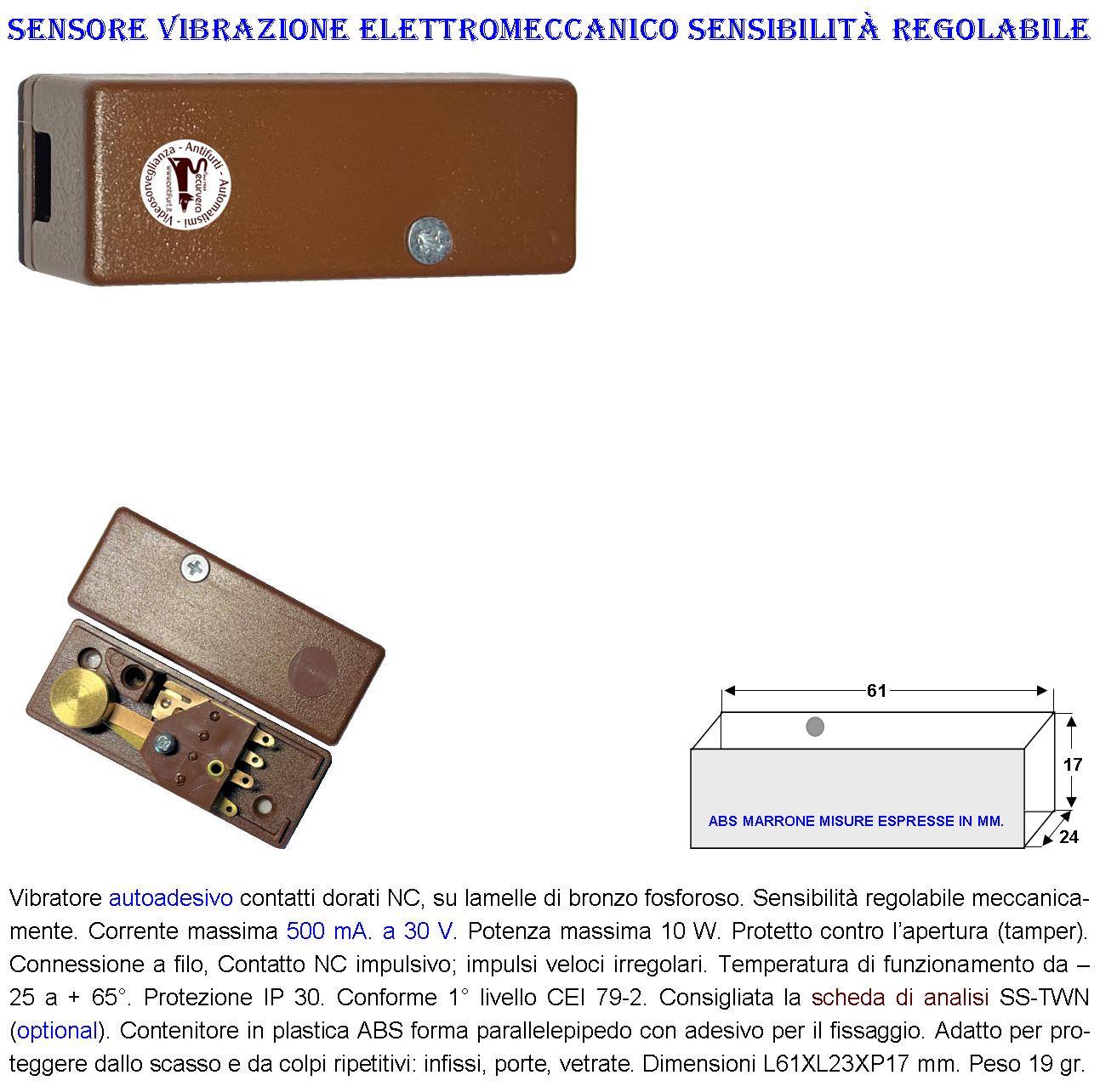Rilevatore di Scasso Sensore di Vibrazioni Continue Tre Pezzi Per Antifurto Via Filo Di Inferriate Porte Infissi Marte-2