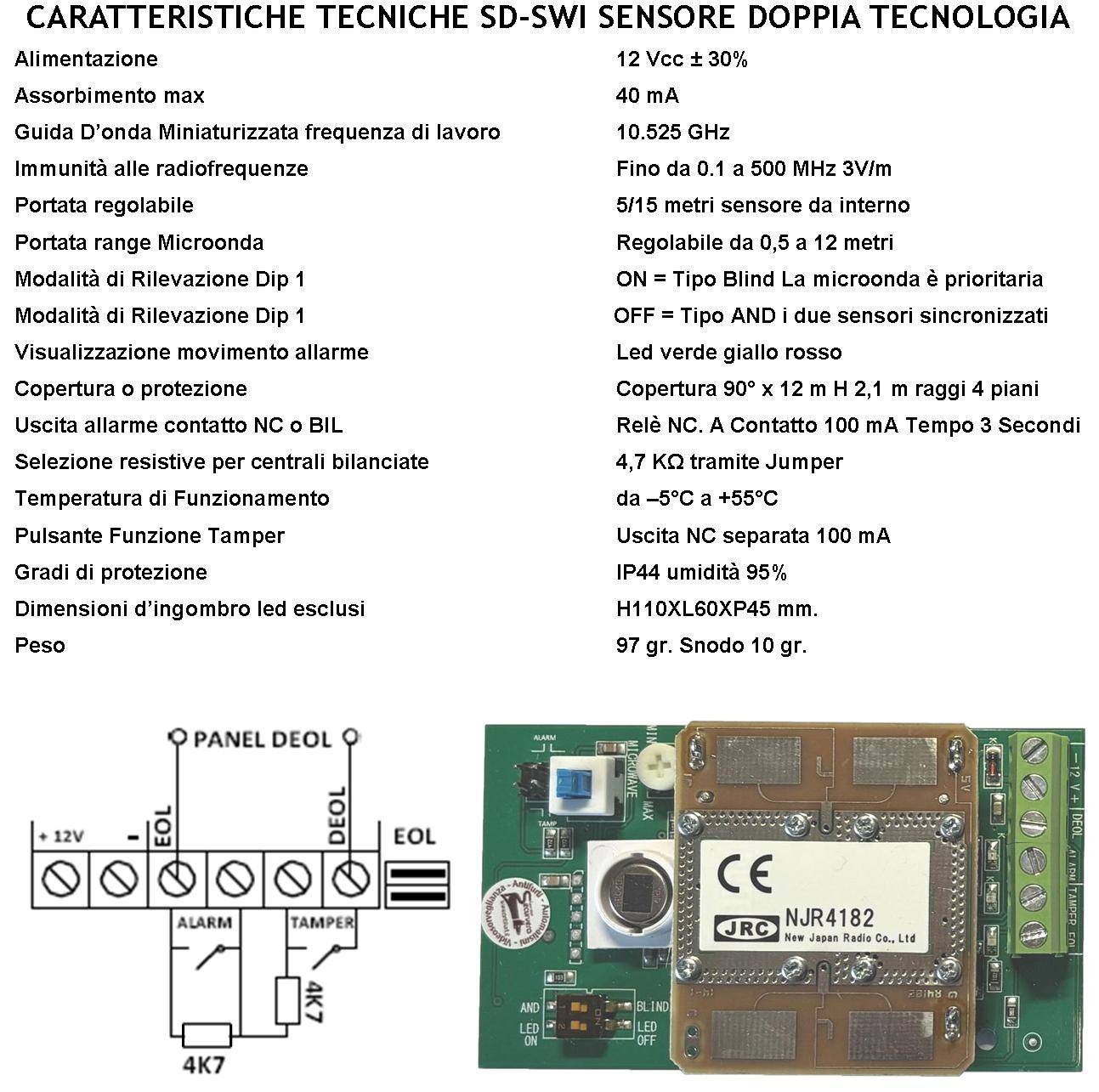 Rilevatore Movimento Doppia Tecnologia Grandangolo Per Antifurto Portata 12 MT da Interno Rileva Intrusi Aliment. 12 V-2