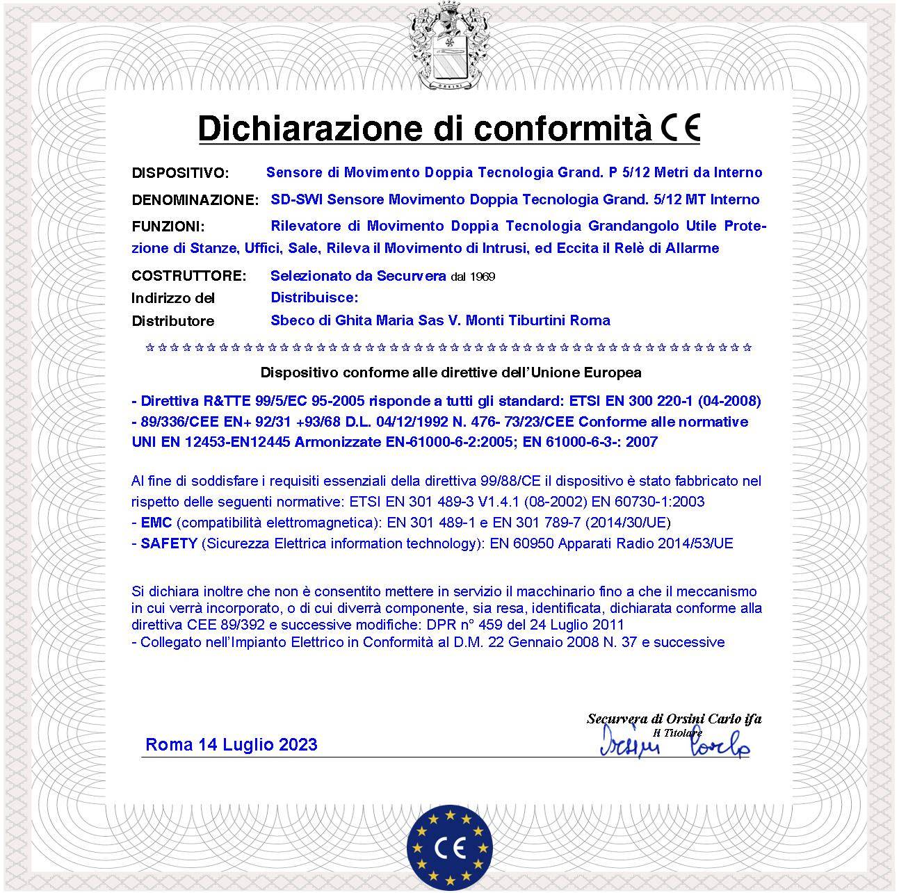 Rilevatore Movimento Doppia Tecnologia Grandangolo Per Antifurto Portata 12 MT da Interno Rileva Intrusi Aliment. 12 V-3