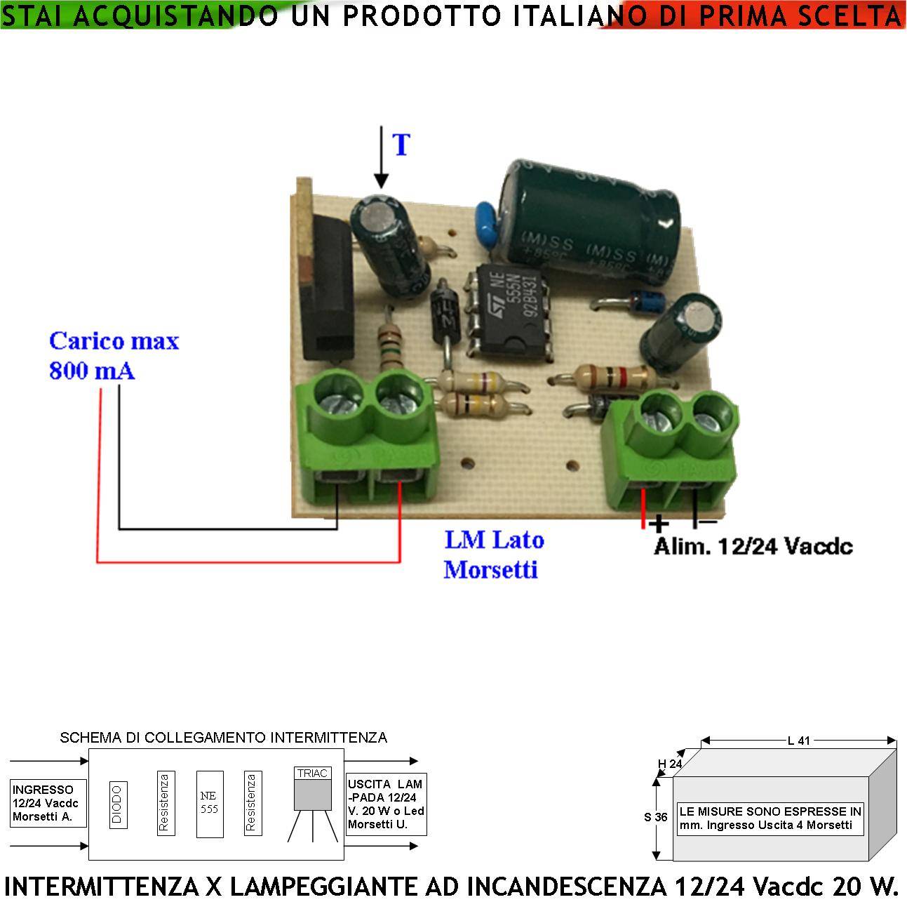 Intermittenza 12/24 Vacdc Lampeggiatore Universale di Ricambio Faro Lampeggi o Cicli al Minuto Variare il Valore del C-0
