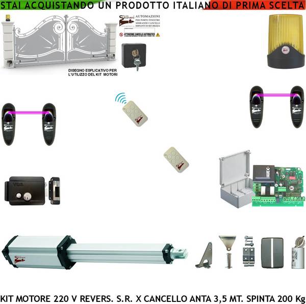 Apricancello 3,5 Metri Automatismo Motore Elettromeccanico 230 V Stelo Retrattile Reversibile Corsa 600 mm Spinta 250