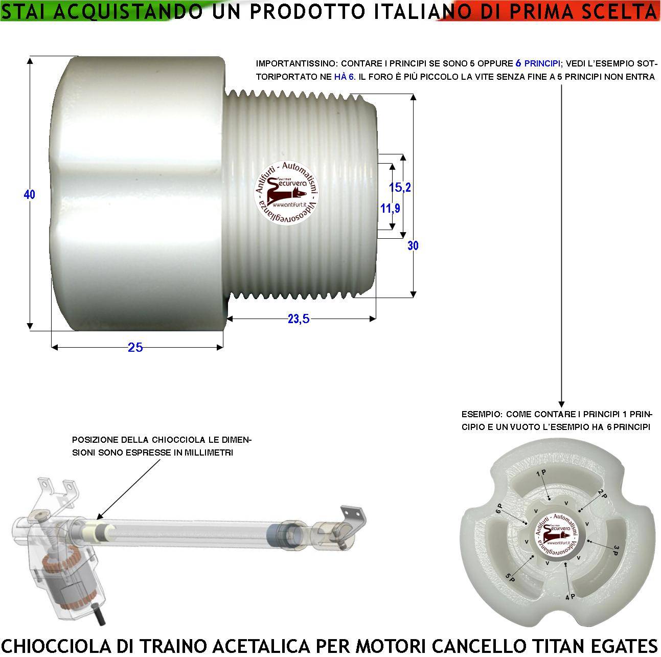 Chiocciola Acetalica Boccola 6 Principi Trainata dalla Vite Senza Fine fa Scorrere Avanti Dietro lo Stelo Apricancello-0