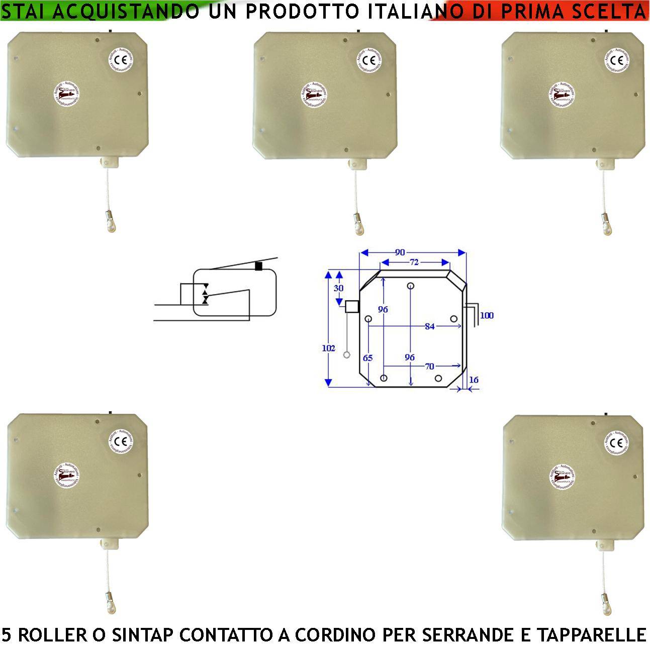 Contatto a Corda 5 Pezzi Roller Antifurto Protegge la Serranda Dal Taglio Strappo e Sollevamento la Fune in Nylon che-0