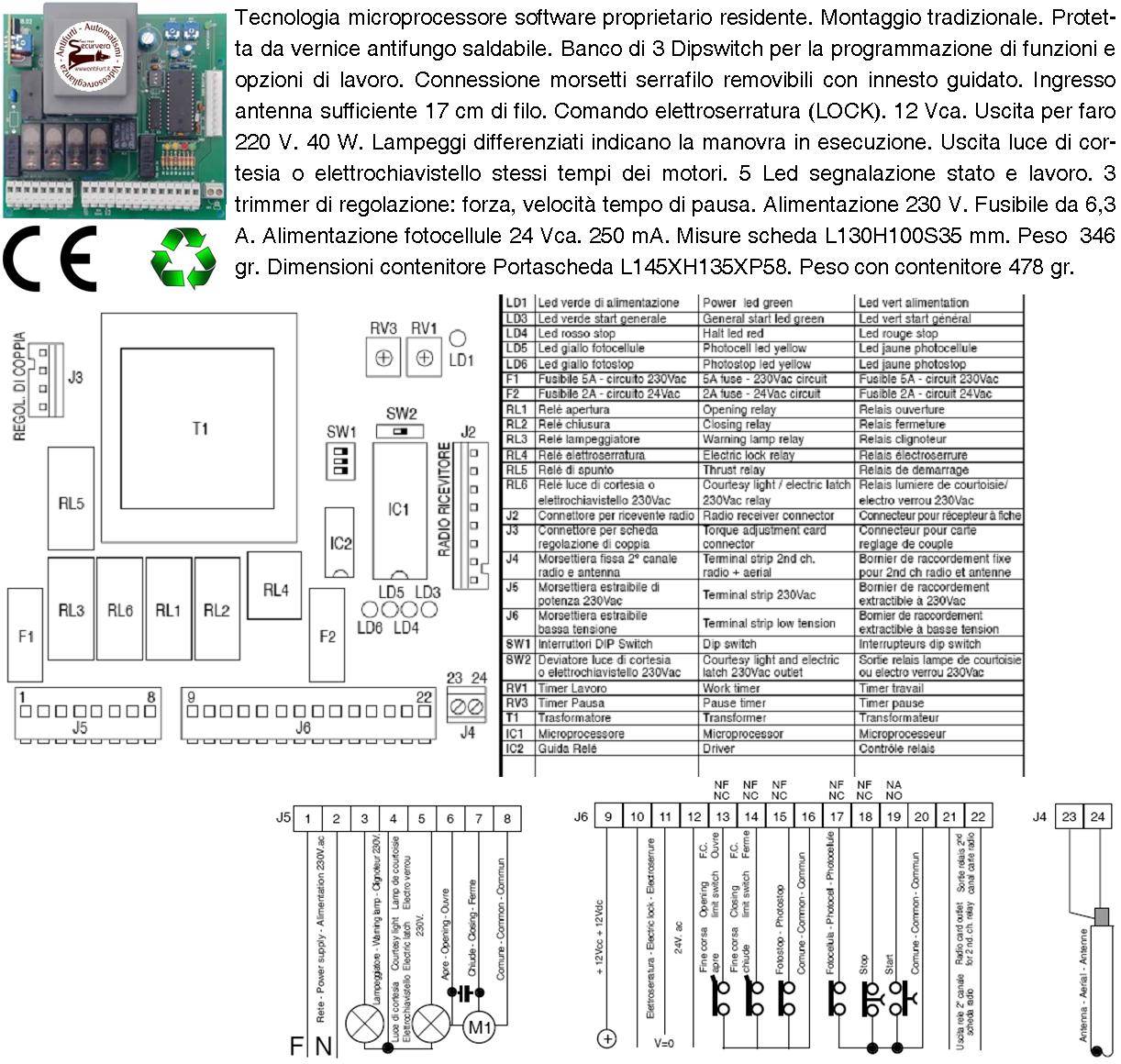 CTR18 PM-5000 CENTRALE GESTIONE CANCELLO SCORREVOLE 220 V PER MOTORE 1 CAVALLO COMPLETA DI CONTENITORE CARTELLO MONITO-1