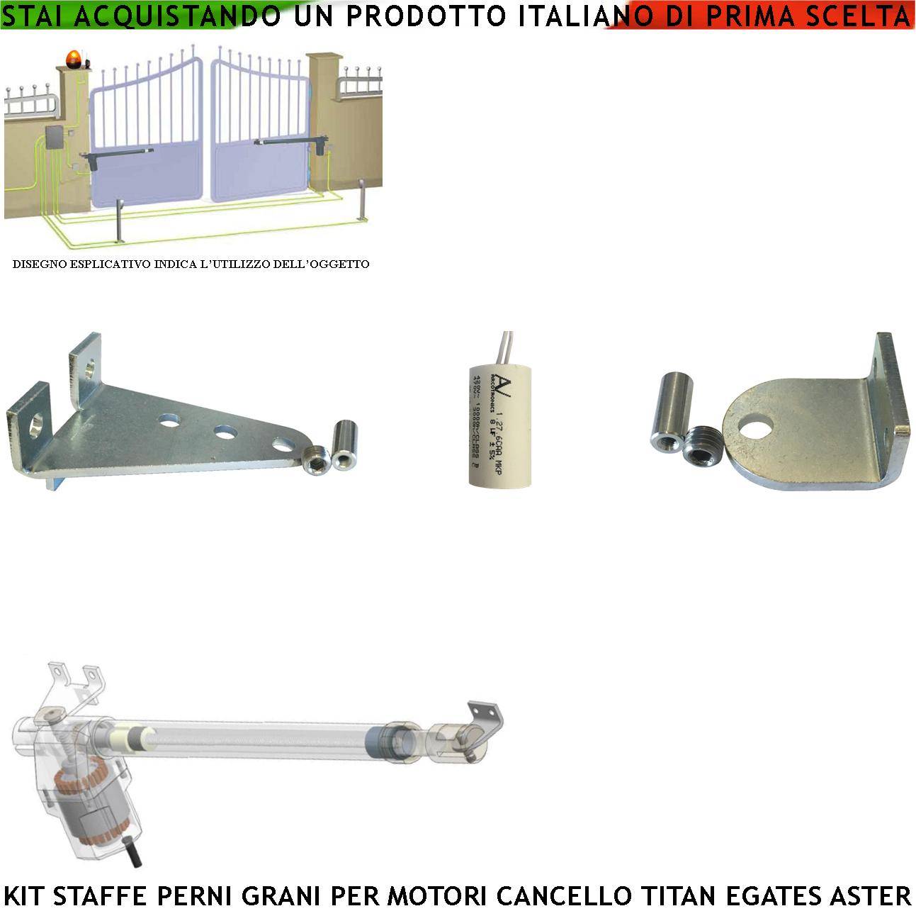 Ricambio per Motori Serie Titan Kit Staffe Acciaio Zincate Perni Bulloni Viti Gruppo Ancoraggi Del Motore Cancello GR-0