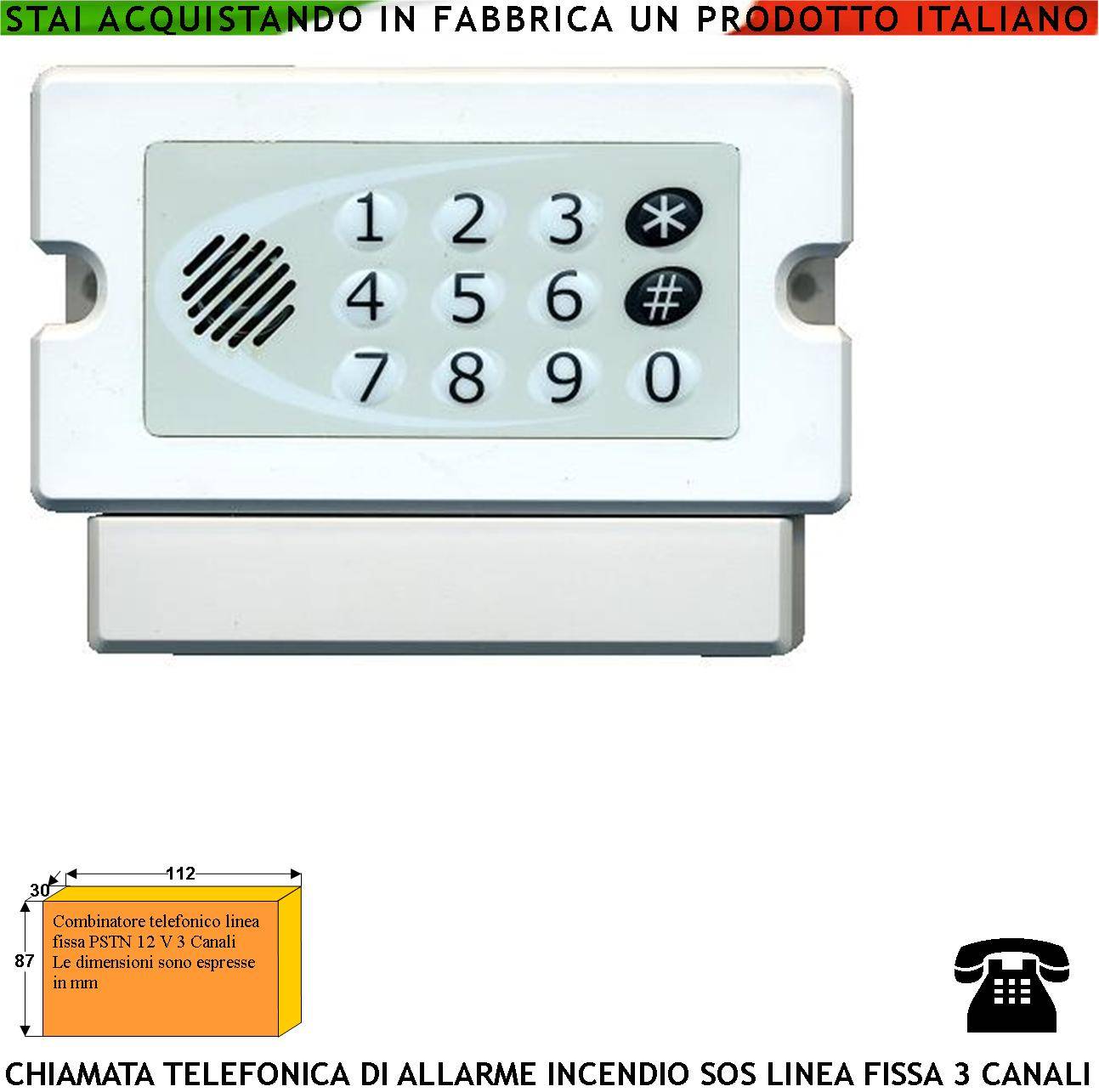 Chiamata Telefonica Allarme Furto Linea Fissa 3 Canali Programmabili 3 Messaggi da 15” Sintesi Vocale Senza Risposta R-0