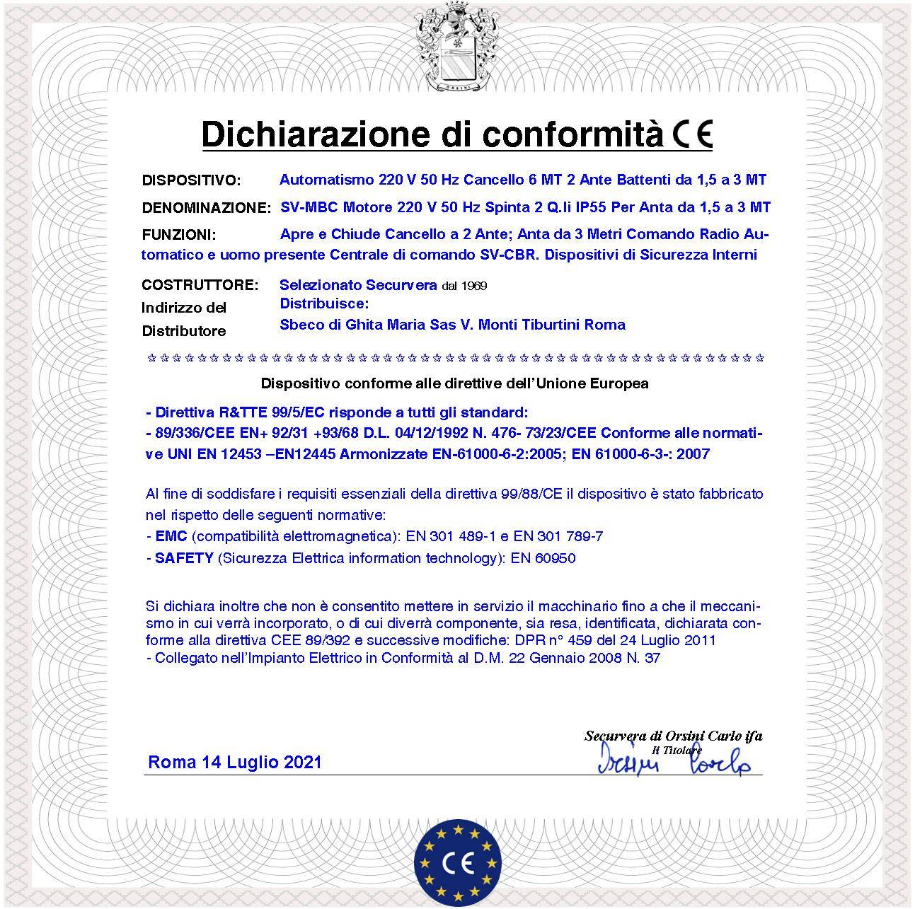 Cancello Automatico 6 Metri 2 Ante Kit Base 2 Motori Elettromeccanici 230 V Corsa 500 mm Spinta 2 Q.li Centrale Con Ra-4