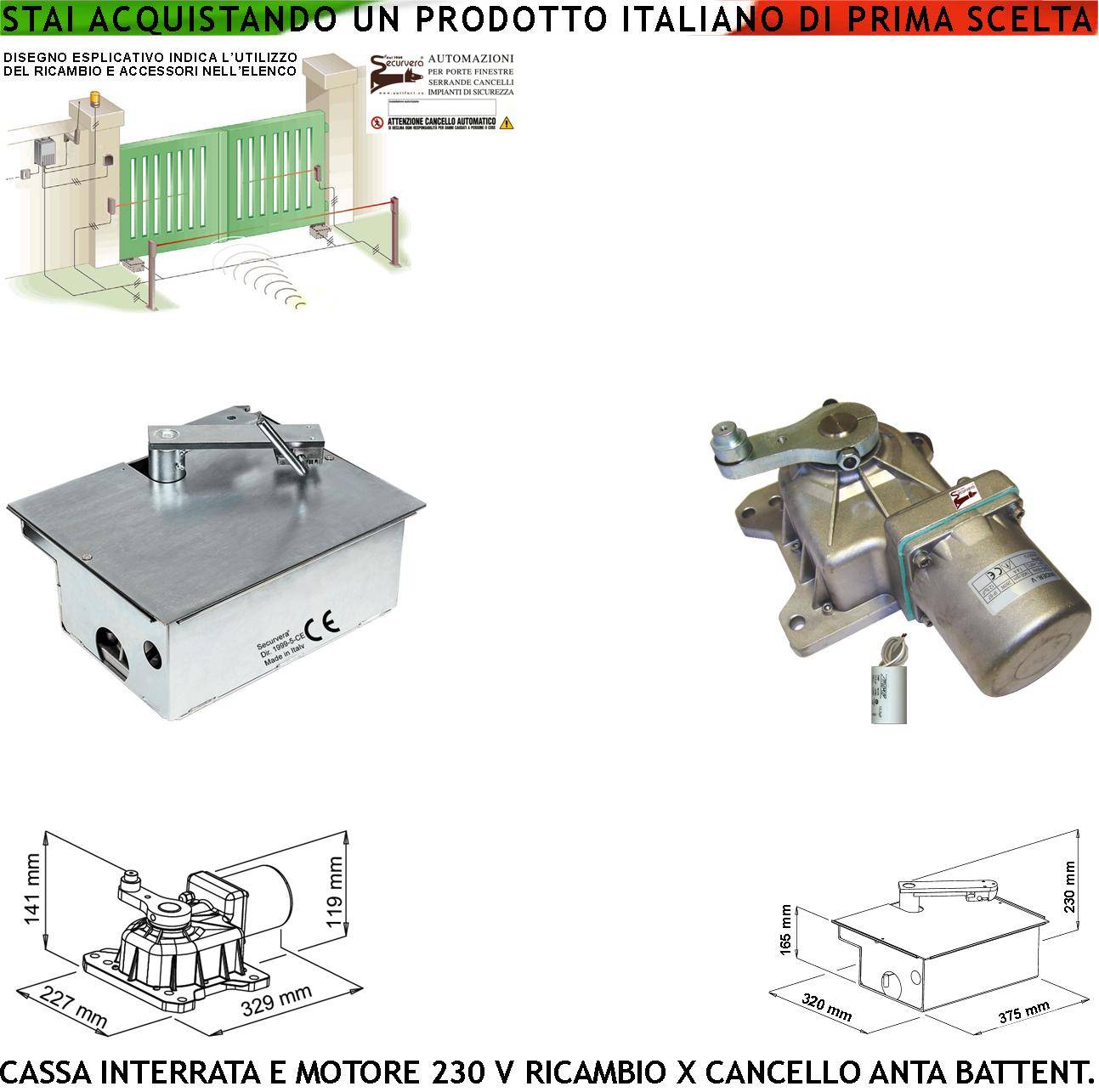 Kit Motore Under 230 V Con Cassa di Fondazione Autoportante Può Sostenere Anta Cancello Fino A 5 Q.li in Acciaio Zinca-0