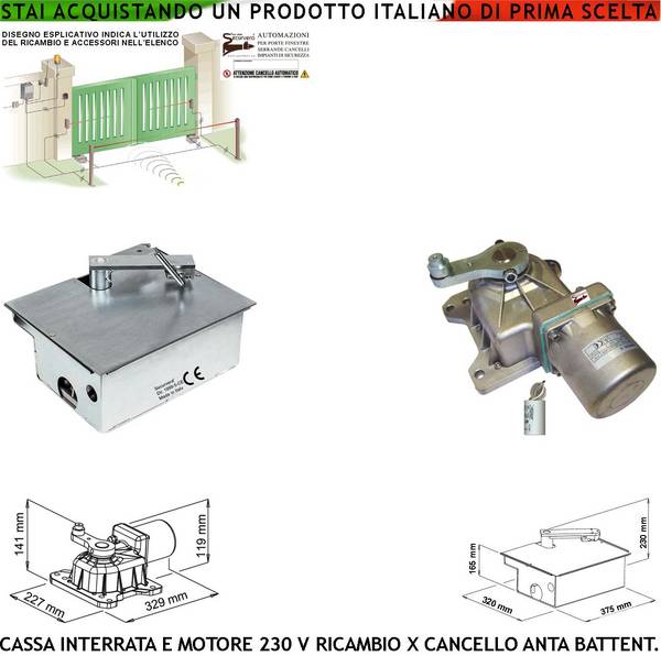 Kit Motore Under 230 V Con Cassa di Fondazione Autoportante Può Sostenere Anta Cancello Fino A 5 Q.li in Acciaio Zinca
