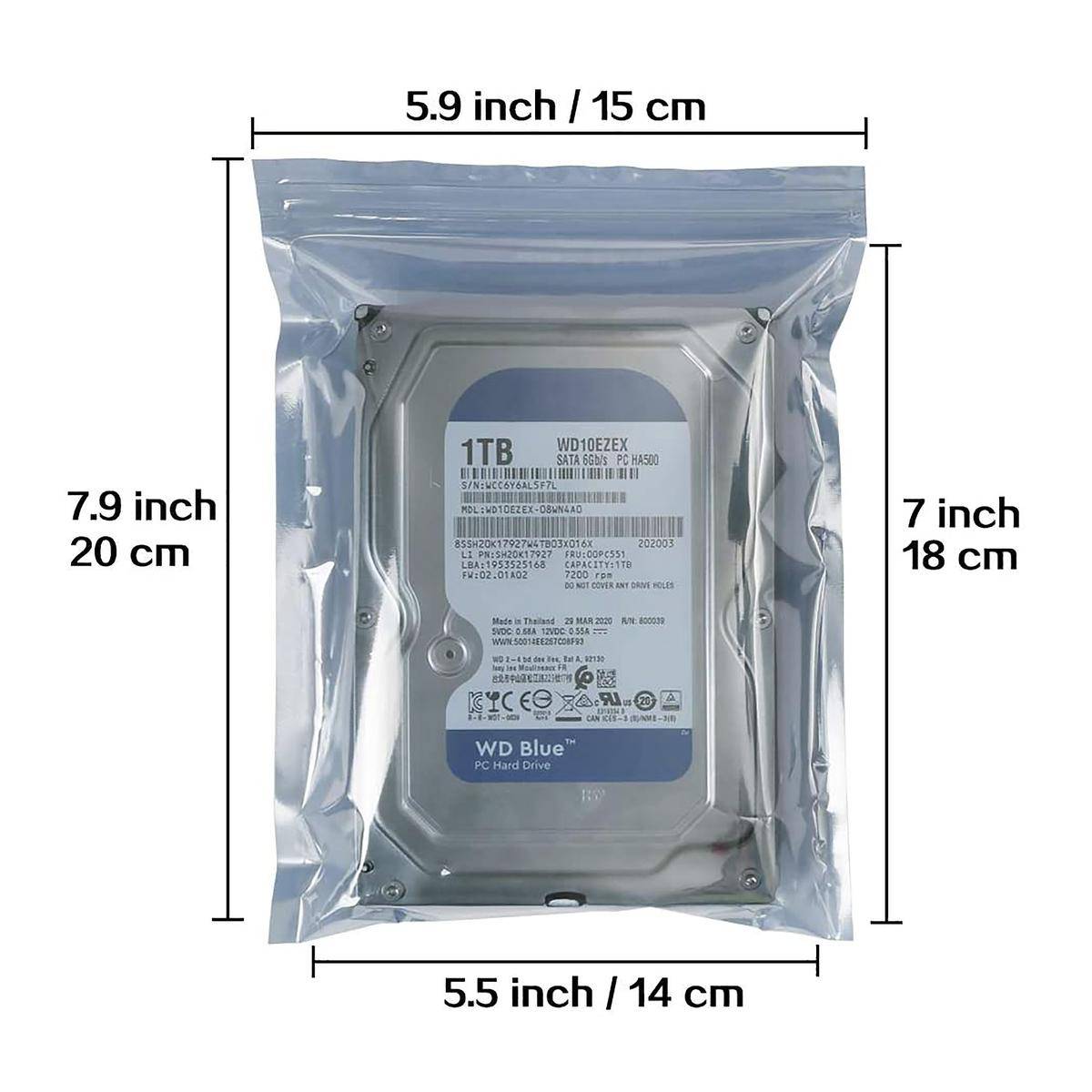 10 X Buste Antistatiche 20 X 15 Cm Hard Disk Ssd 3,5" Sata Sas Con Zip Ide Scsi-1