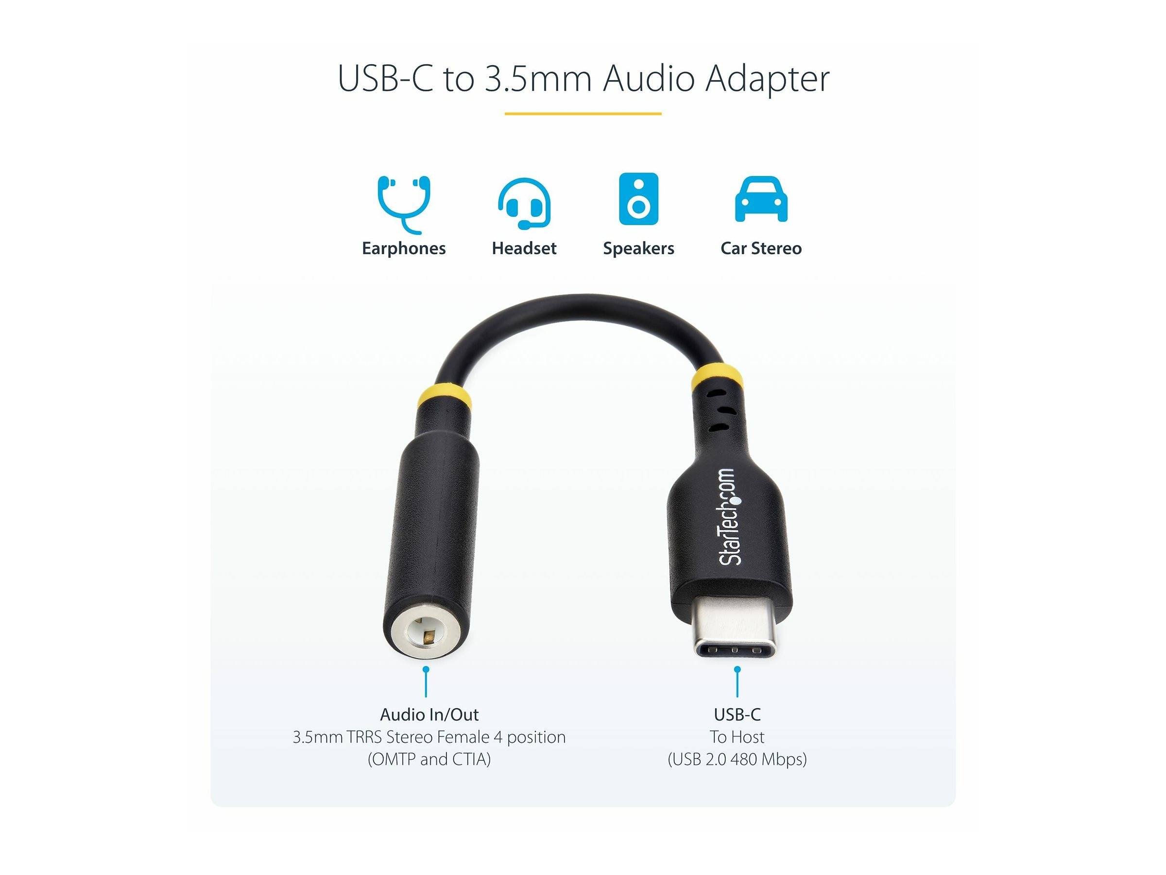 StarTech.com Adattatore Audio da USB-C a Jack 3,5 mm - Dongle USB Type-C a Jack TRRS per Cuffie e Auricolari, DAC Hi--1